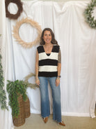 Amelia Striped Vest-Black-Vests-hyfve-The Silo Boutique, Women's Fashion Boutique Located in Warren and Grand Forks North Dakota