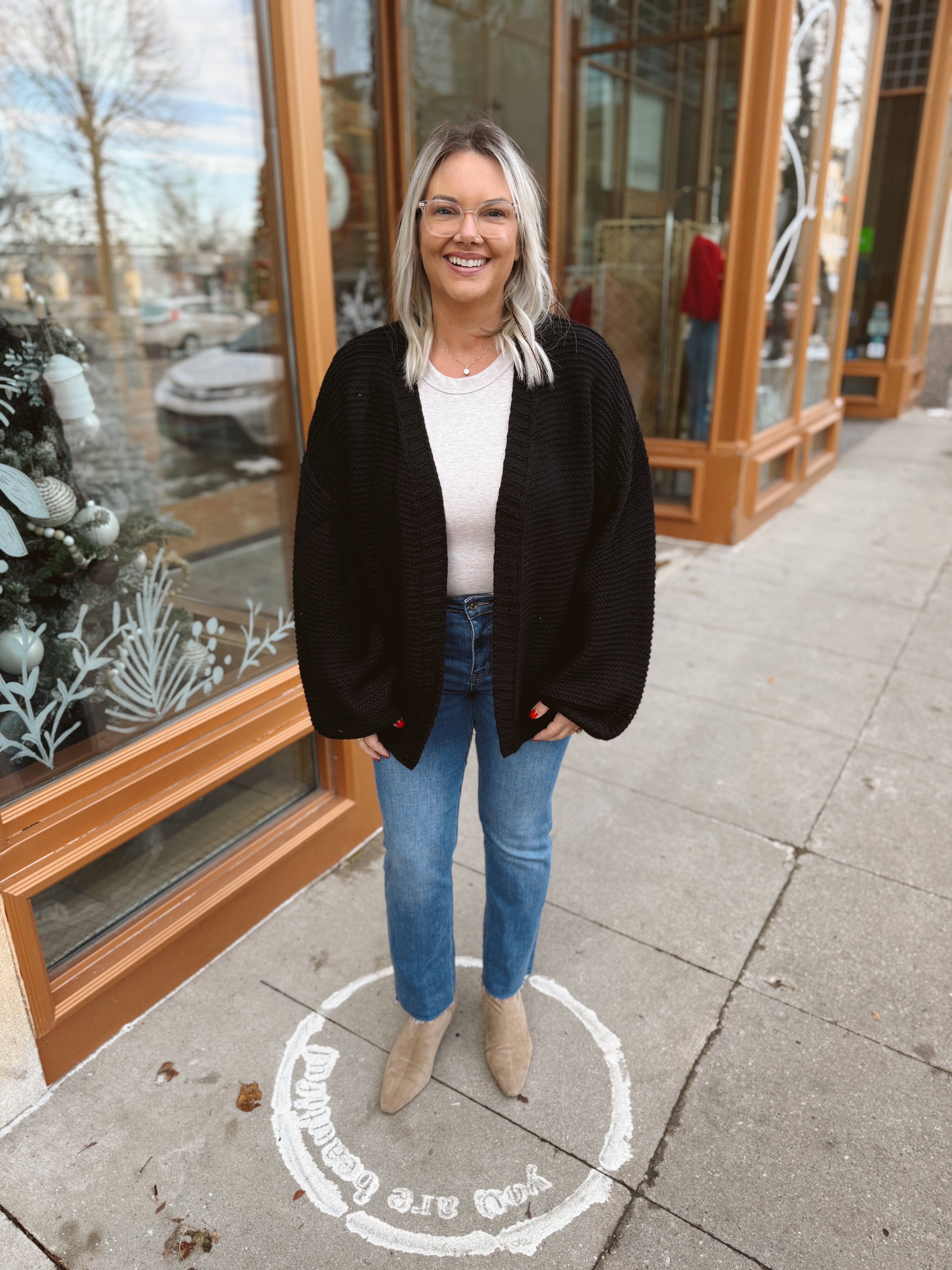 Black Ski Sweater Cardigan-Sweaters-panache-The Silo Boutique, Women's Fashion Boutique Located in Warren and Grand Forks North Dakota