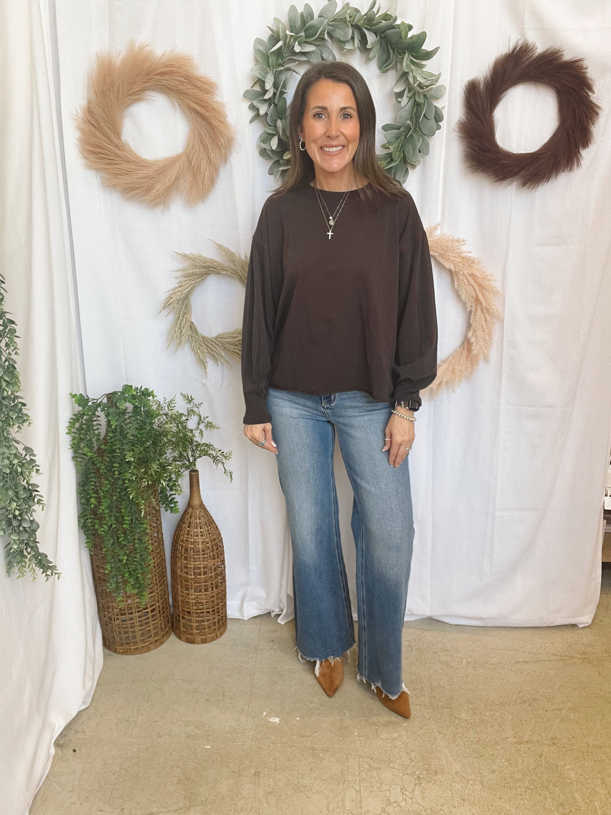 Pima Luxe Long Sleeve Top-Coffee Bean-Long Sleeve Tops-mono b-The Silo Boutique, Women's Fashion Boutique Located in Warren and Grand Forks North Dakota