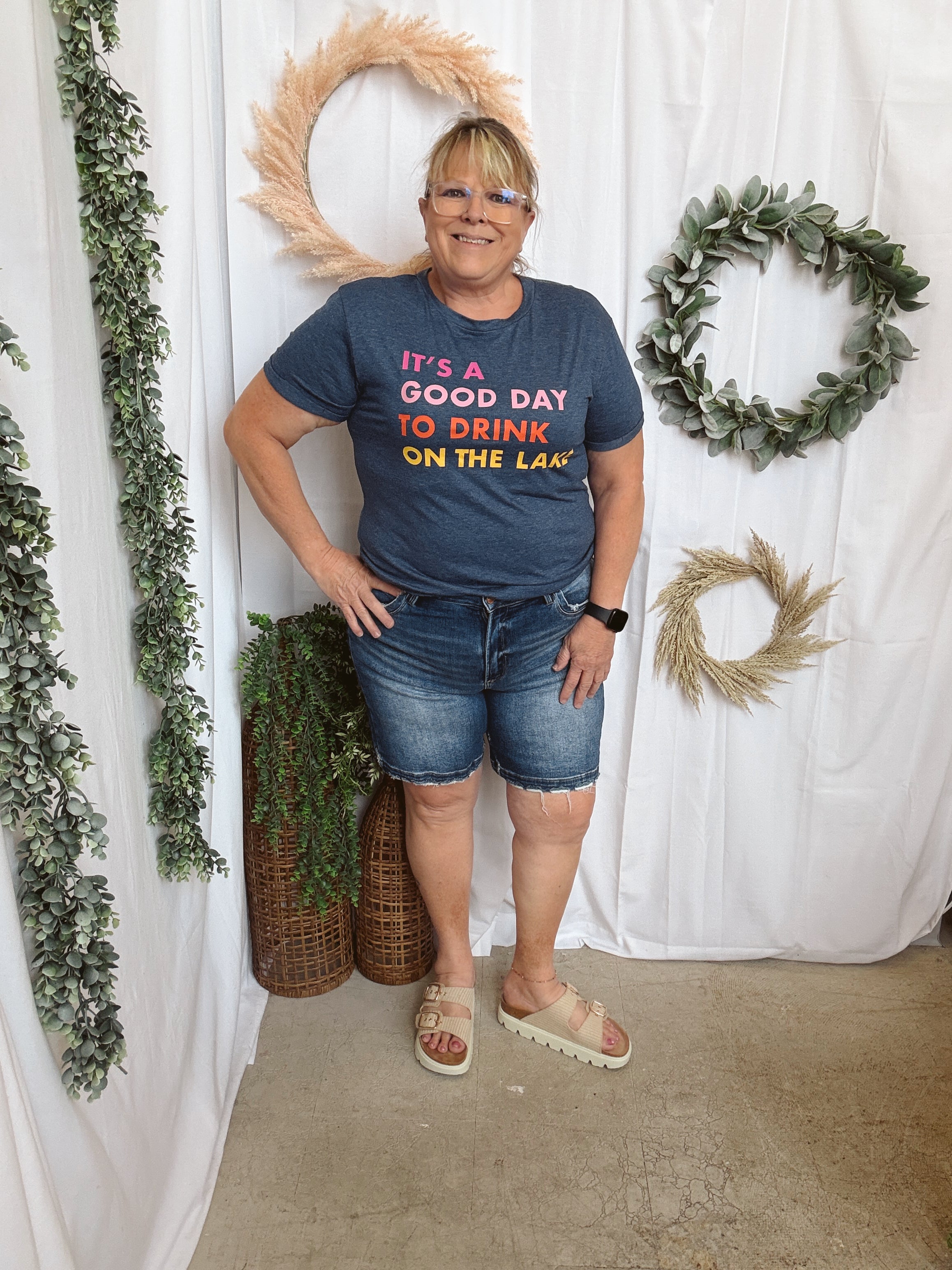 Drink On the Lake Tee-Navy-Graphic Tees-panache-The Silo Boutique, Women's Fashion Boutique Located in Warren and Grand Forks North Dakota