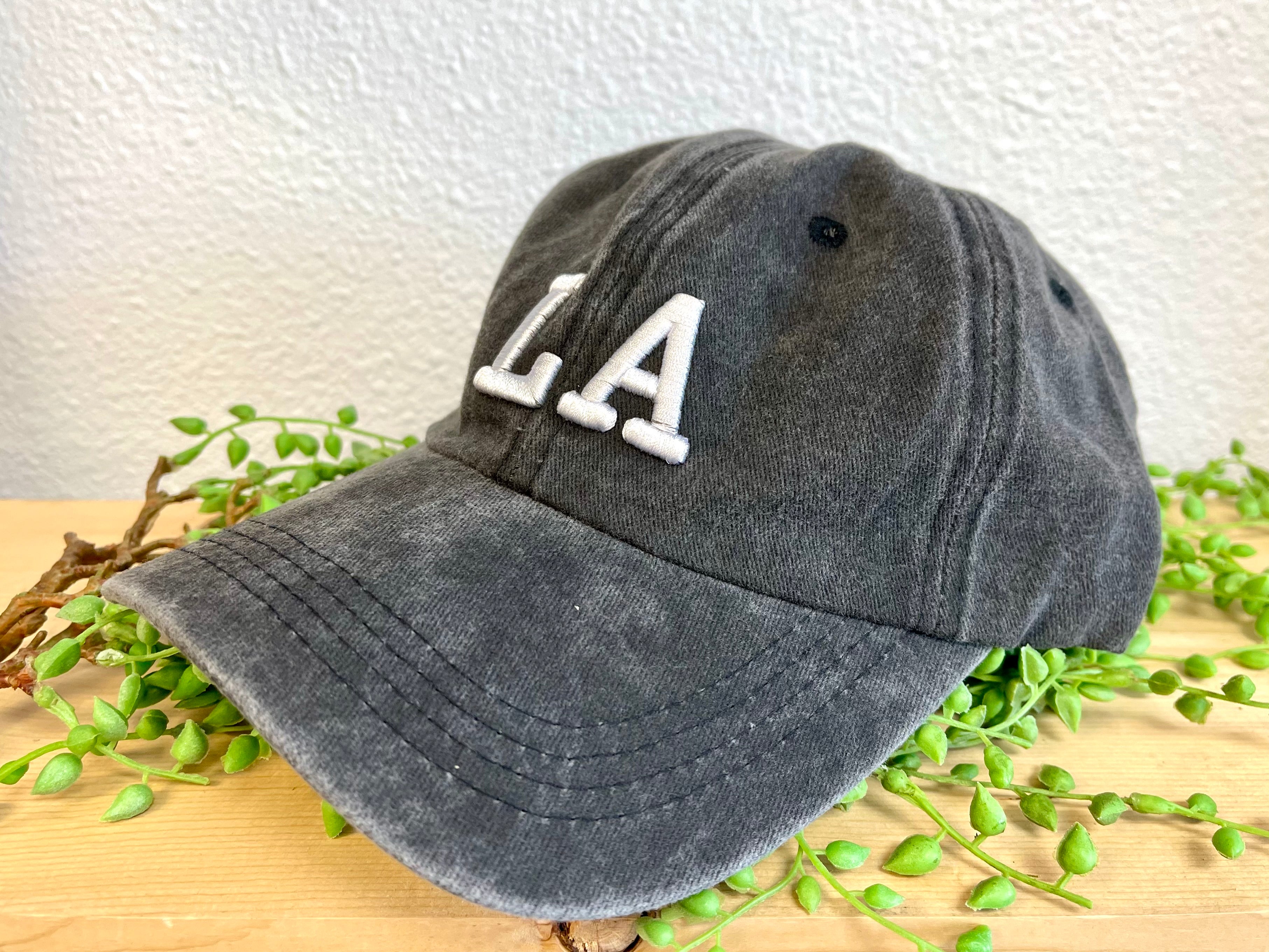 Black Wash LA Baseball Cap-Caps-iccco-The Silo Boutique, Women's Fashion Boutique Located in Warren and Grand Forks North Dakota