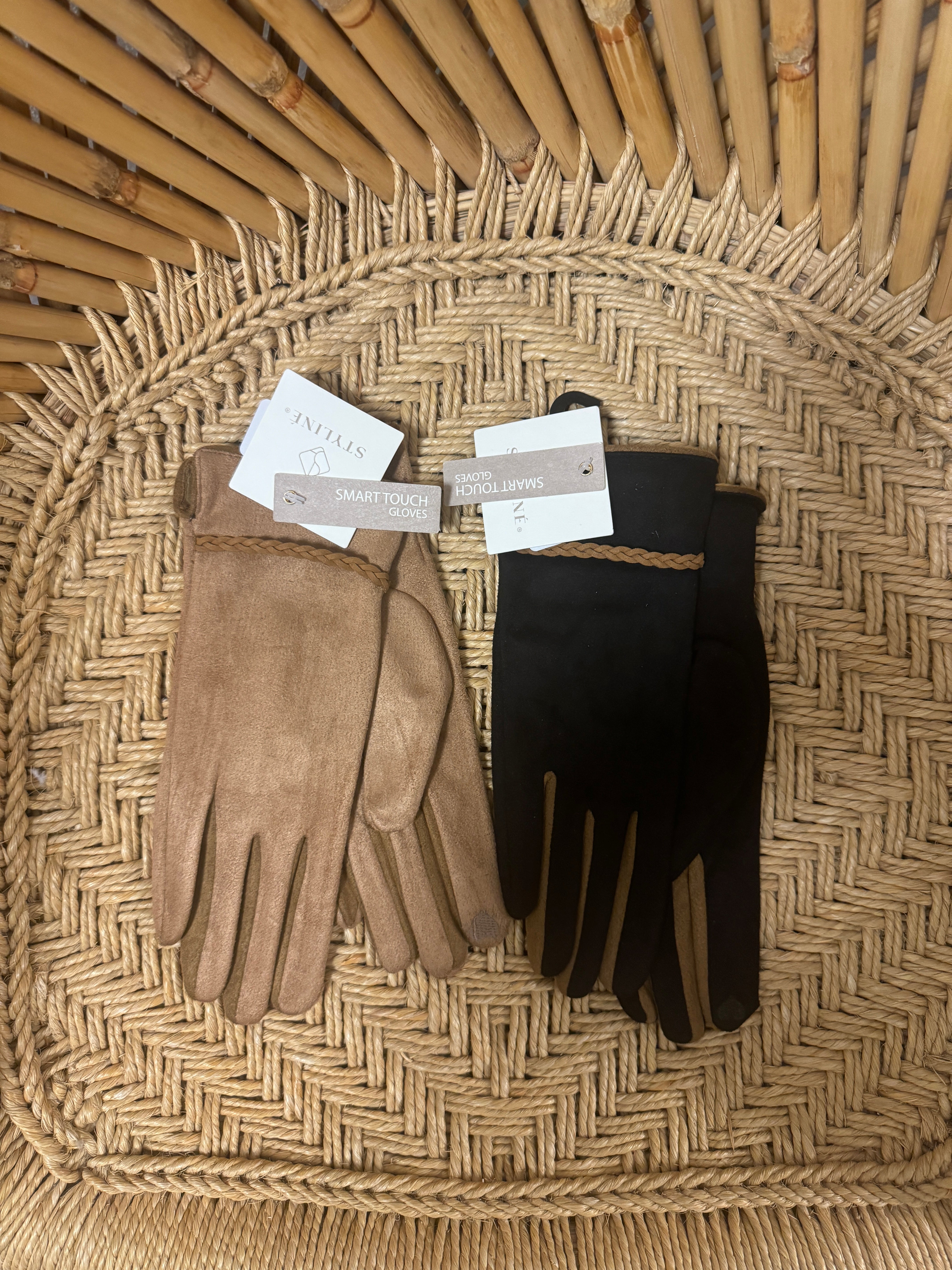 Suede Braided Smart Touch Gloves-Gloves & Mittens-urbanista-The Silo Boutique, Women's Fashion Boutique Located in Warren and Grand Forks North Dakota