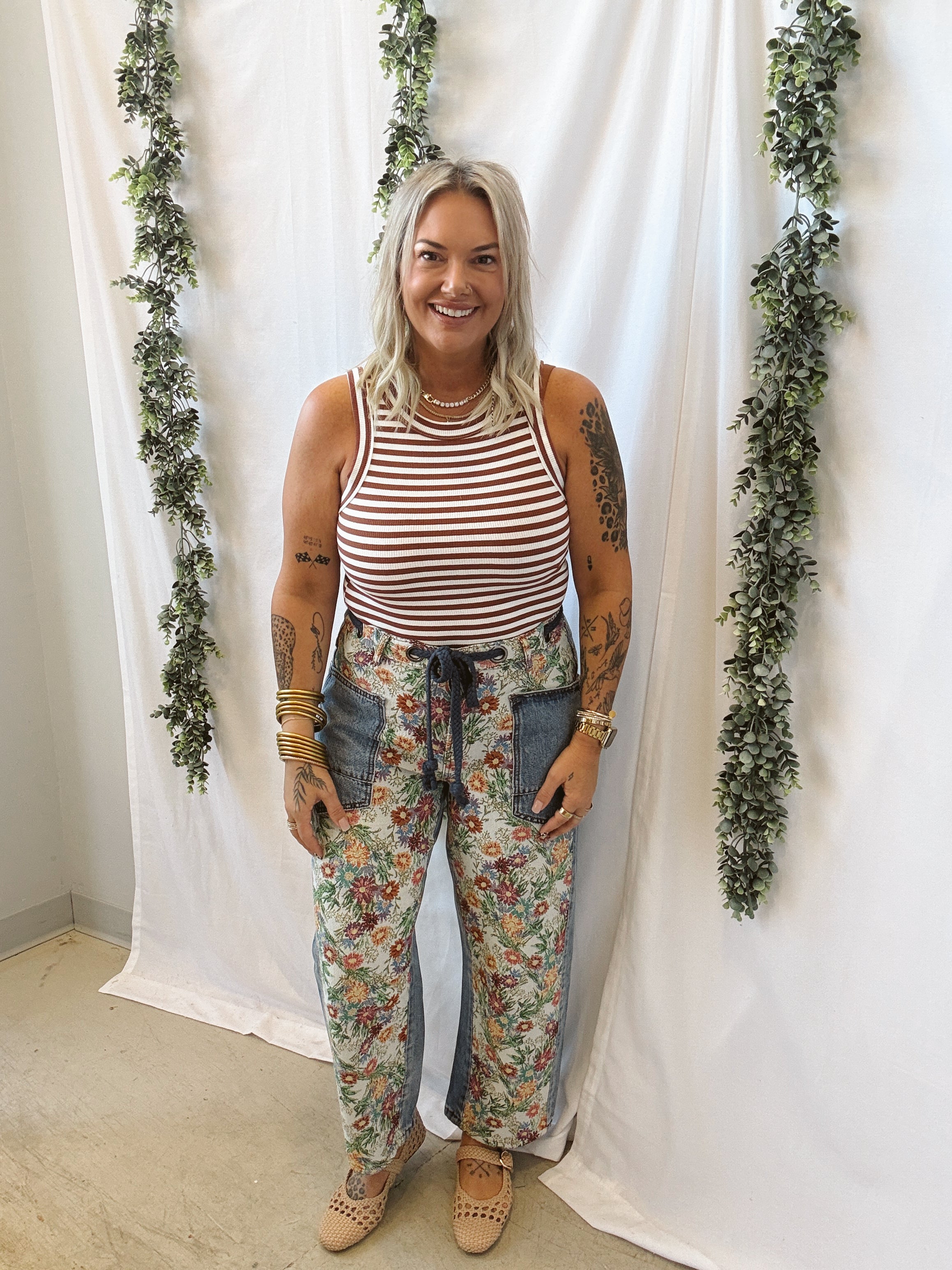 Hy Striped Tank Top-Brick-Tank Tops-hyfve-The Silo Boutique, Women's Fashion Boutique Located in Warren and Grand Forks North Dakota