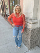 Red Lacey Mesh Top-Long Sleeve Tops-la ra-The Silo Boutique, Women's Fashion Boutique Located in Warren and Grand Forks North Dakota