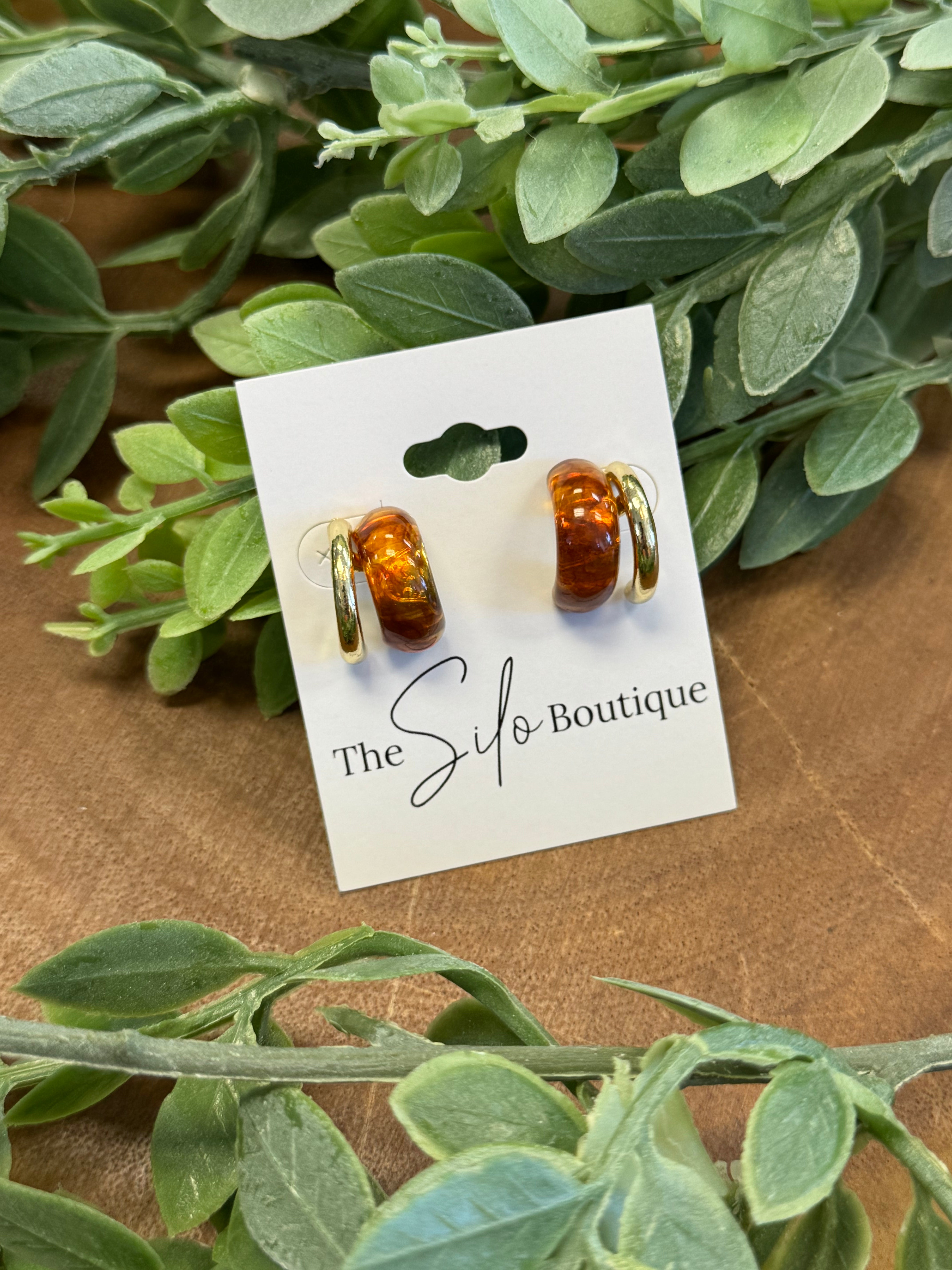 Amber Resin Mini Hoop Earrings-Earrings-fame-The Silo Boutique, Women's Fashion Boutique Located in Warren and Grand Forks North Dakota