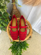 Soda Sheila Red Flat Shoe-Shoes-soda-The Silo Boutique, Women's Fashion Boutique Located in Warren and Grand Forks North Dakota