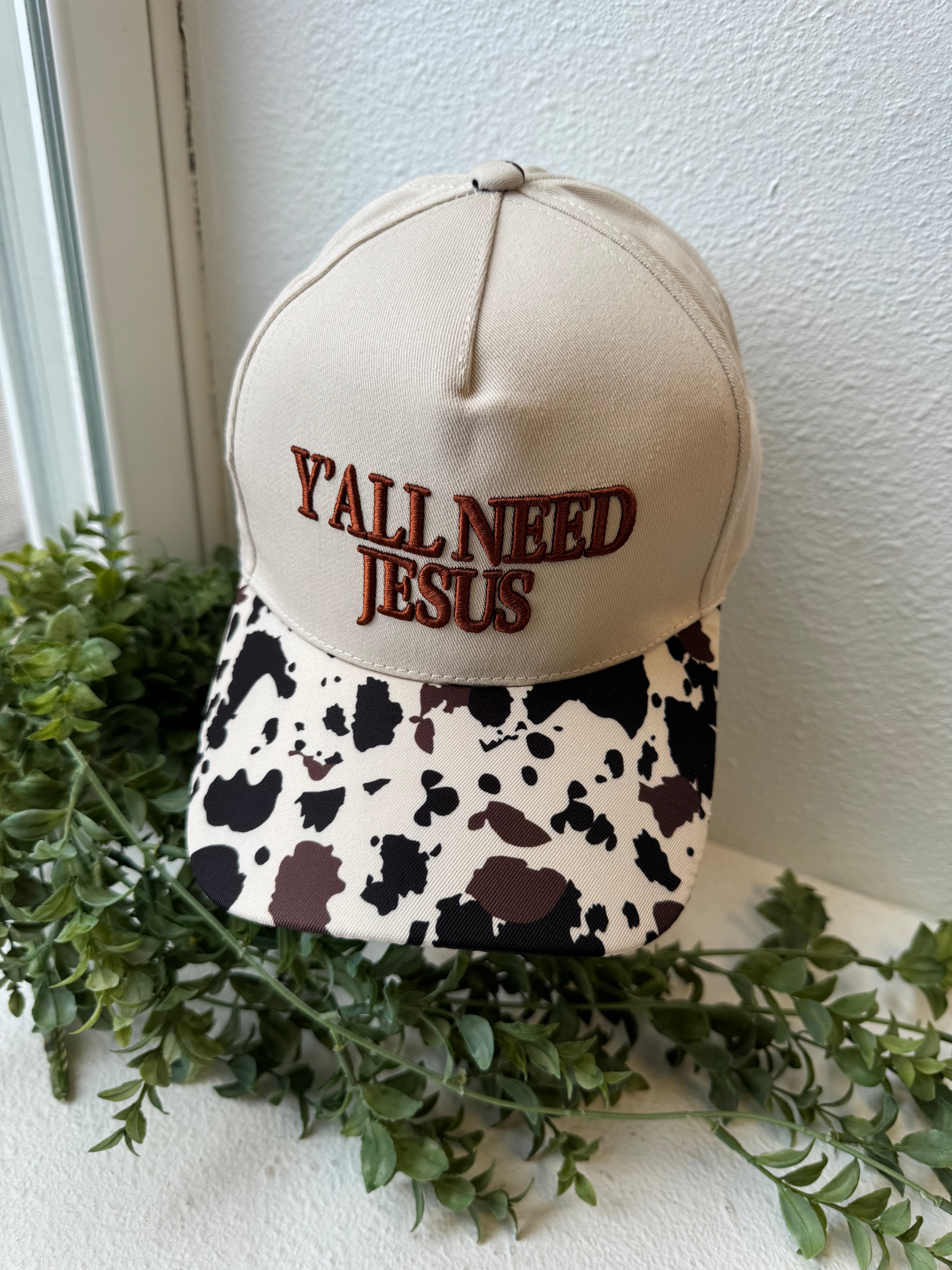 Y'all Need Jesus Hat-Cow-Hats-Zenana-The Silo Boutique, Women's Fashion Boutique Located in Warren and Grand Forks North Dakota