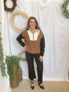 Elan Camel Color Block Sweater-Sweaters-elan-The Silo Boutique, Women's Fashion Boutique Located in Warren and Grand Forks North Dakota