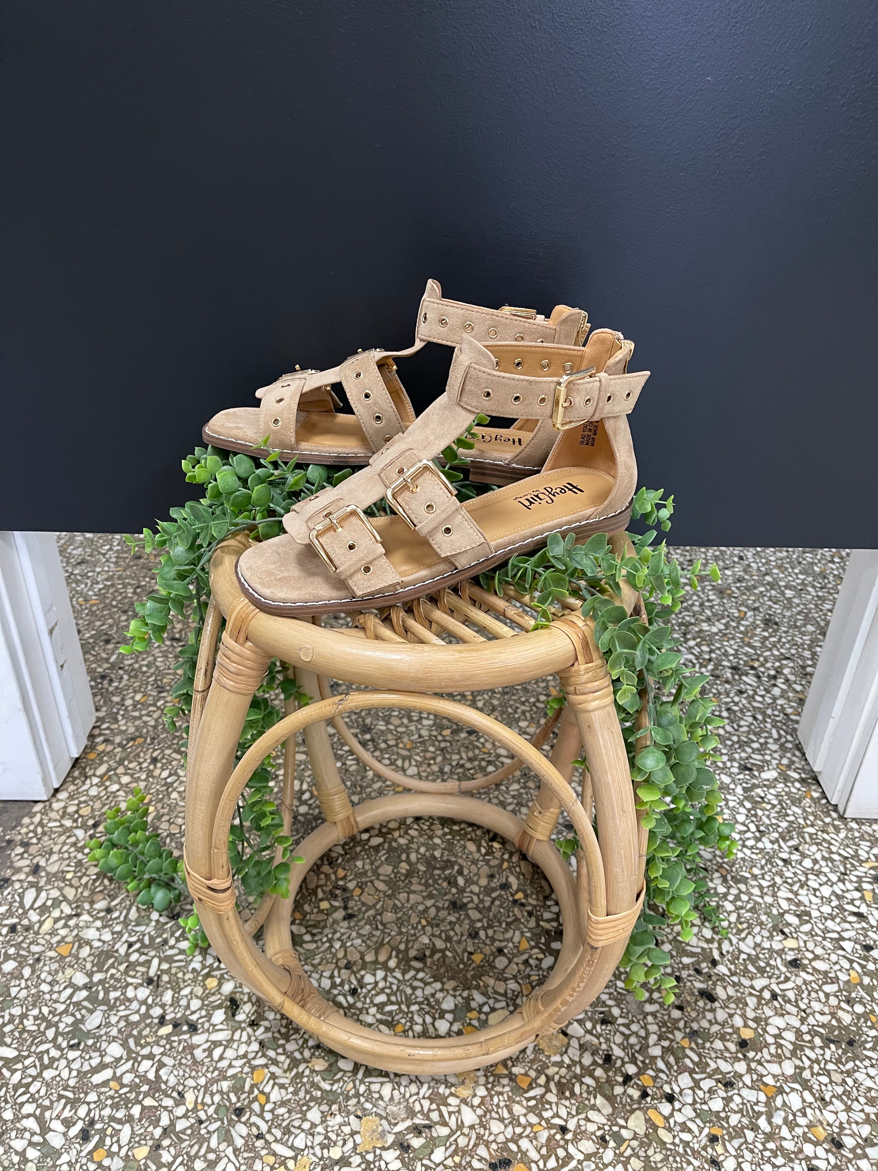 Corky's Glad You Made It Sandal-Camel Faux Suede-Shoes-corkys-The Silo Boutique, Women's Fashion Boutique Located in Warren and Grand Forks North Dakota
