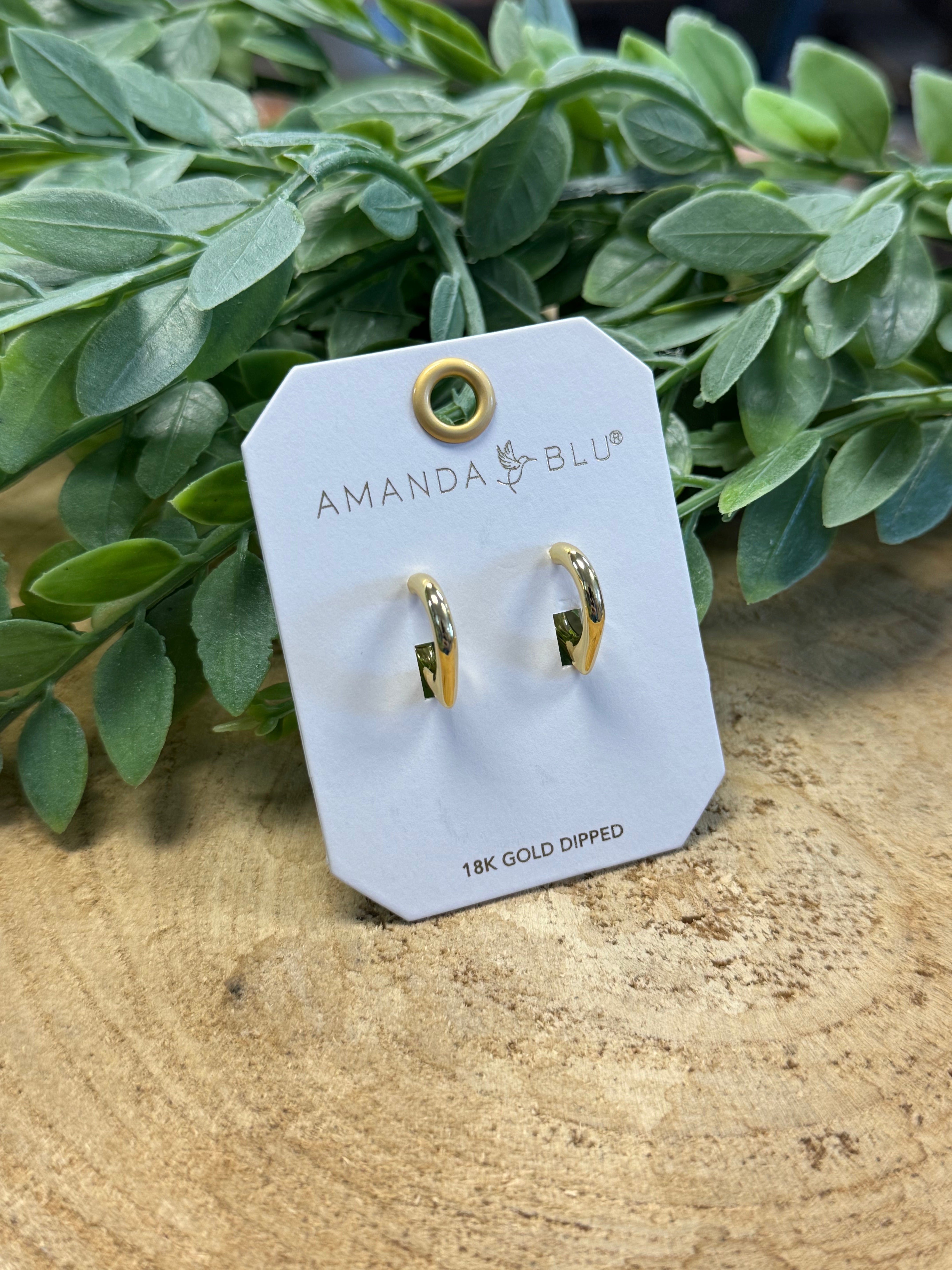 Siena Polished Corner Hoop Huggie-Earrings-Amanda Blu-The Silo Boutique, Women's Fashion Boutique Located in Warren and Grand Forks North Dakota