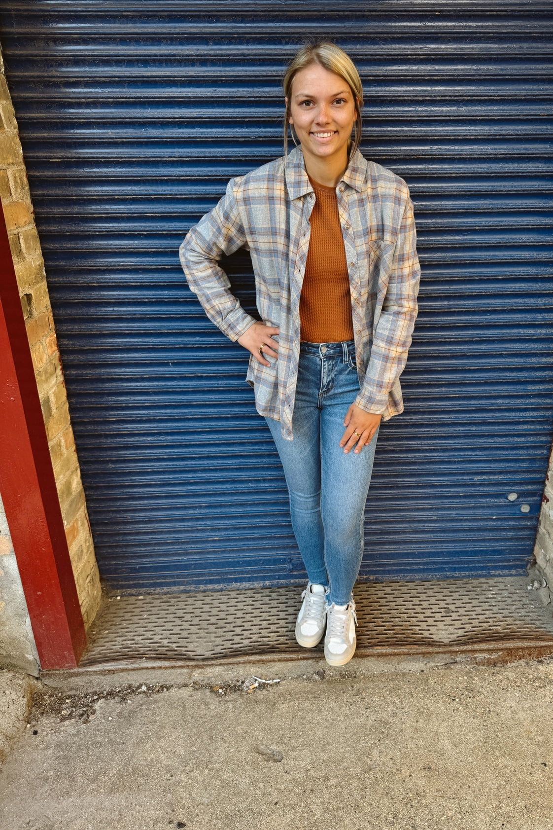 Cool Heather Grey Soft Plaid Top-Final Sale-Long Sleeve Tops-be cool-The Silo Boutique, Women's Fashion Boutique Located in Warren and Grand Forks North Dakota