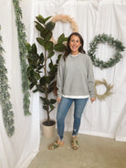 Always On Grey Crew Shirt-Long Sleeve Tops-by together-The Silo Boutique, Women's Fashion Boutique Located in Warren and Grand Forks North Dakota