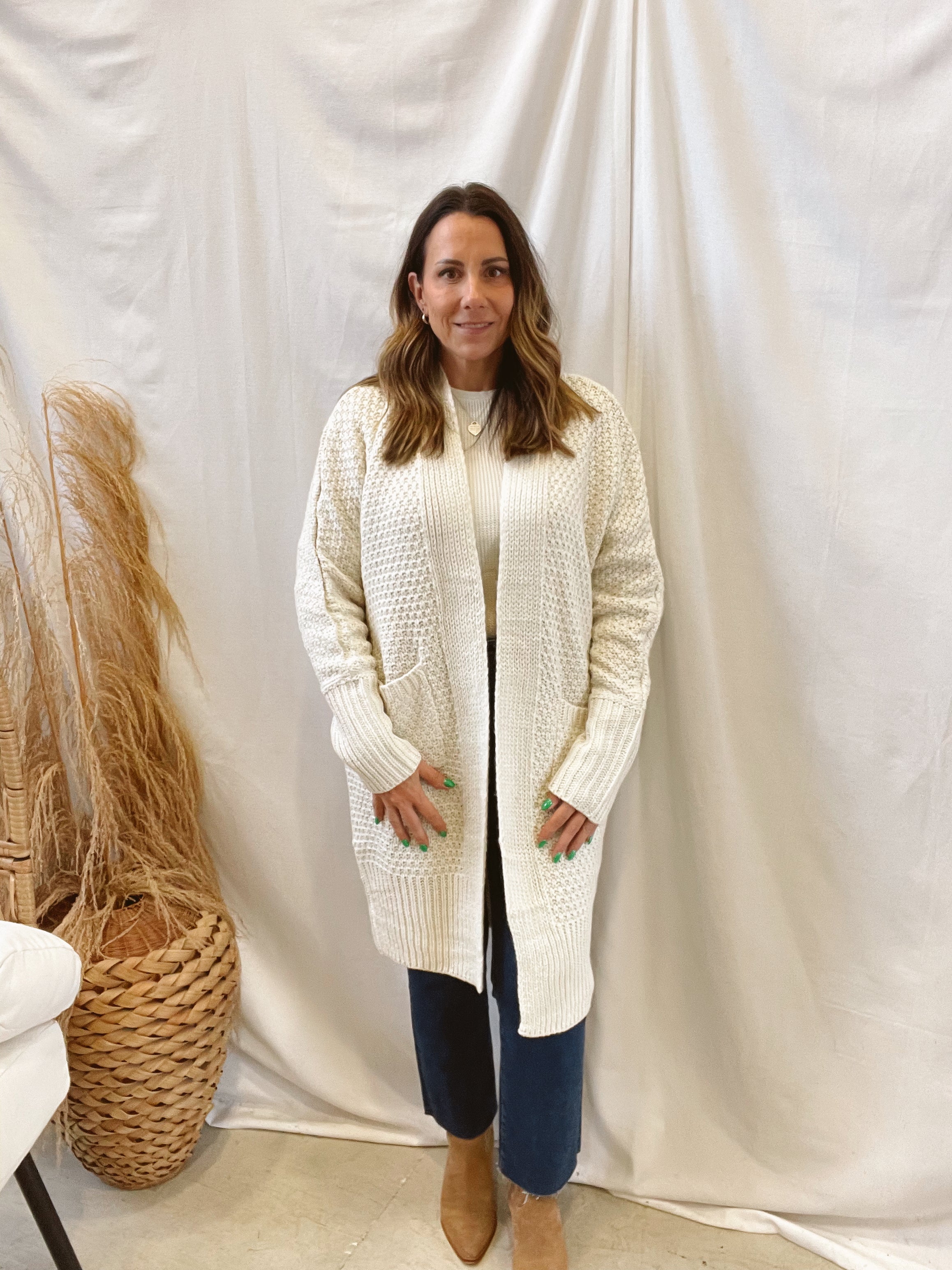 Panache Long Cardigan-Ivory-Final Sale-Cardigans-panache-The Silo Boutique, Women's Fashion Boutique Located in Warren and Grand Forks North Dakota