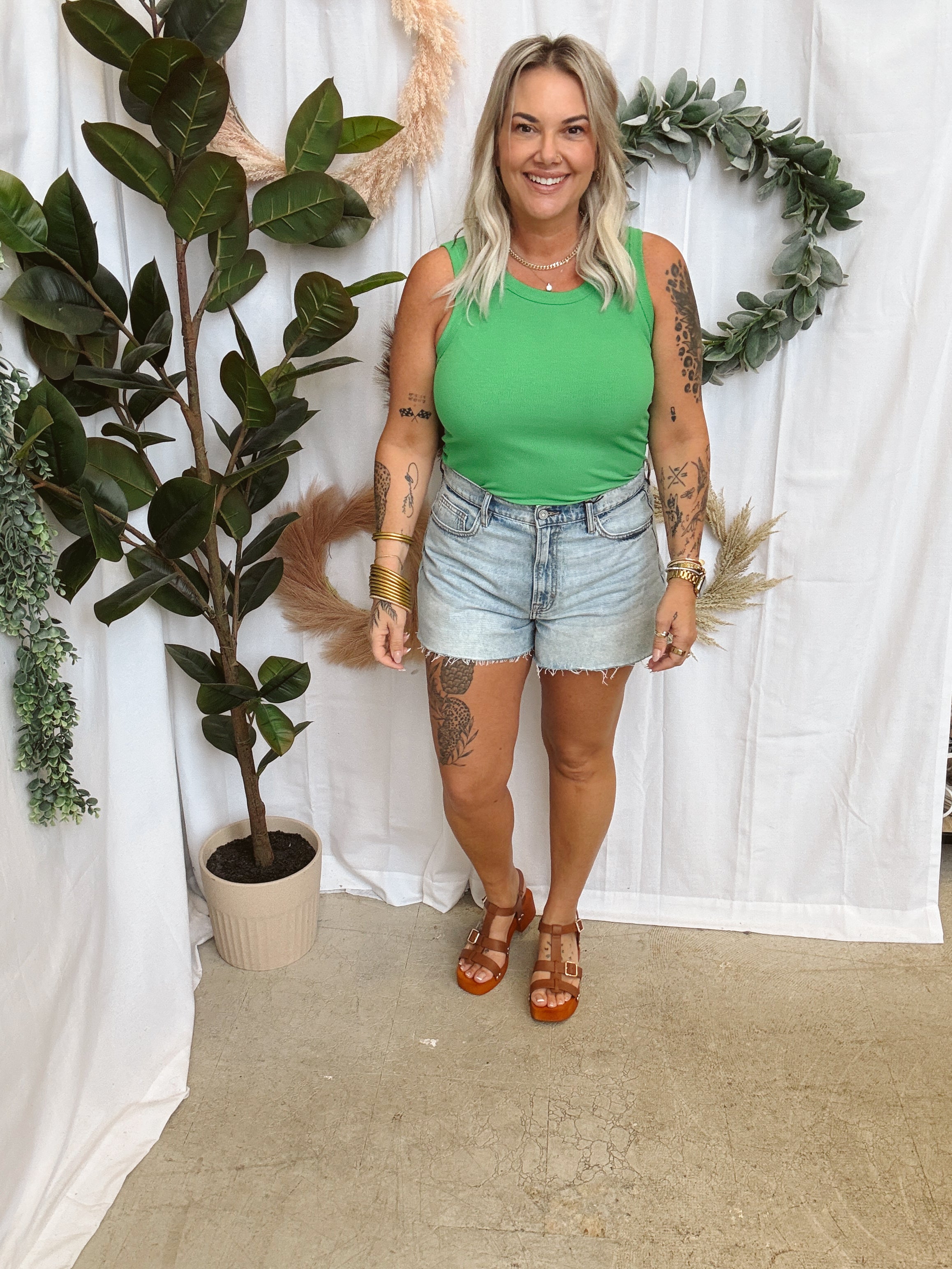 Mono B Ribbed Tank Top-Green-Final Sale-Tank Tops-mono b-The Silo Boutique, Women's Fashion Boutique Located in Warren and Grand Forks North Dakota
