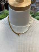 M & S Lauren Pearl Chain Necklace-Necklaces-mila and stevie-The Silo Boutique, Women's Fashion Boutique Located in Warren and Grand Forks North Dakota