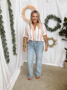 Multi Color Button Up Top-Short Sleeve Tops-hem and thread-The Silo Boutique, Women's Fashion Boutique Located in Warren and Grand Forks North Dakota