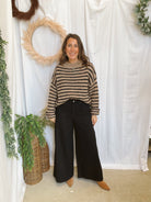 Colbie Stripe Sweater-Taupe-Sweaters-blu pepper-The Silo Boutique, Women's Fashion Boutique Located in Warren and Grand Forks North Dakota
