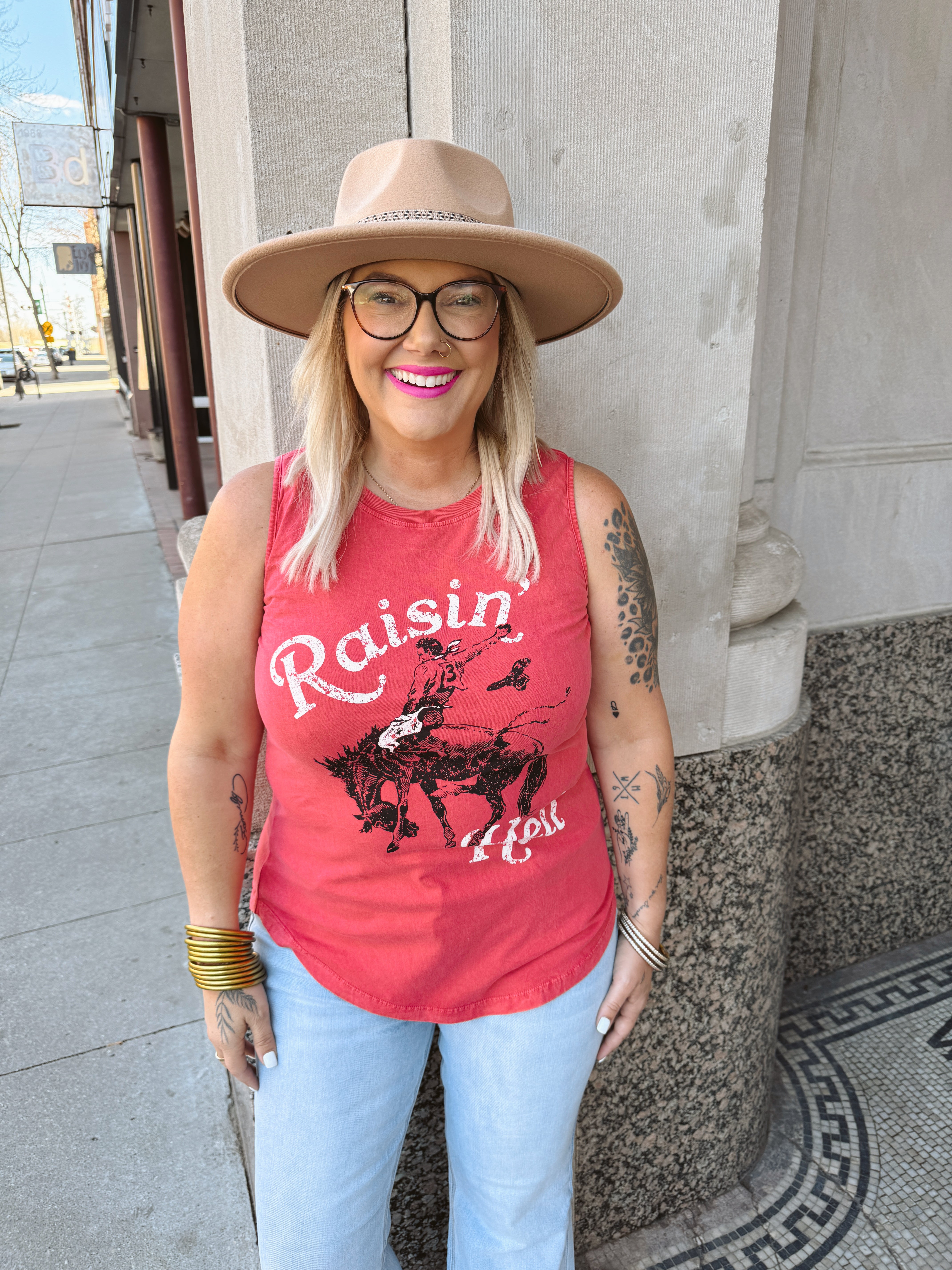 Raisin’ Hell Red Tank Top-Final Sale Online Only-Tank Tops-destash-The Silo Boutique, Women's Fashion Boutique Located in Warren and Grand Forks North Dakota