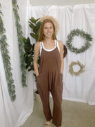 Feeling Free Jumpsuit-Brown-Jumpsuits & Rompers-hyfve-The Silo Boutique, Women's Fashion Boutique Located in Warren and Grand Forks North Dakota