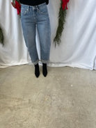 Mica Dusty Sky Barrel Jeans-Jeans-mica-The Silo Boutique, Women's Fashion Boutique Located in Warren and Grand Forks North Dakota