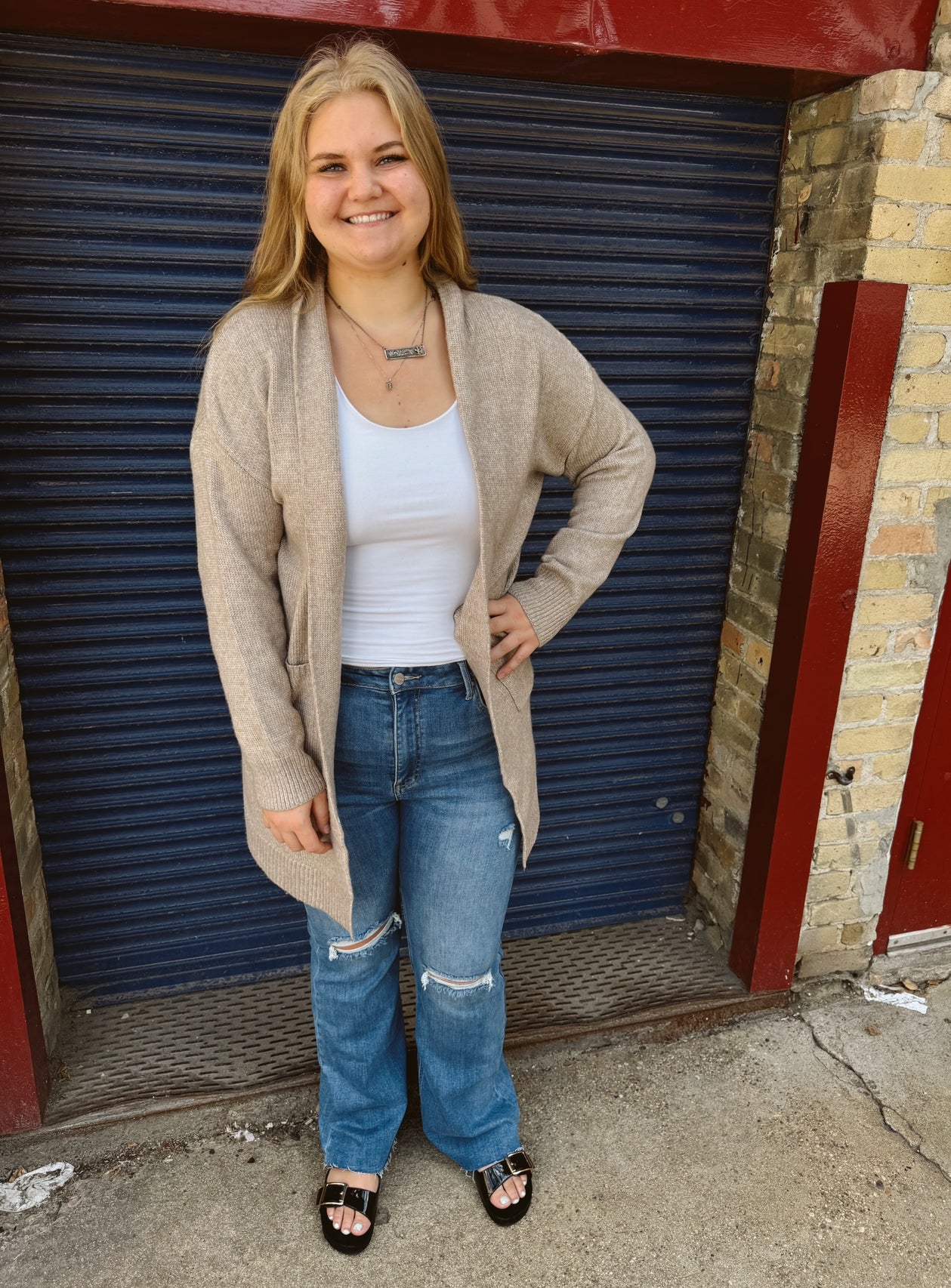 Oatmeal Long Oversize Cut Duster-Cardigans-be cool-The Silo Boutique, Women's Fashion Boutique Located in Warren and Grand Forks North Dakota