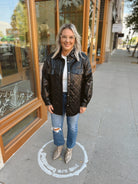 Ellison Black Quilted Shacket-Final Sale-Coats & Jackets-ellison-The Silo Boutique, Women's Fashion Boutique Located in Warren and Grand Forks North Dakota