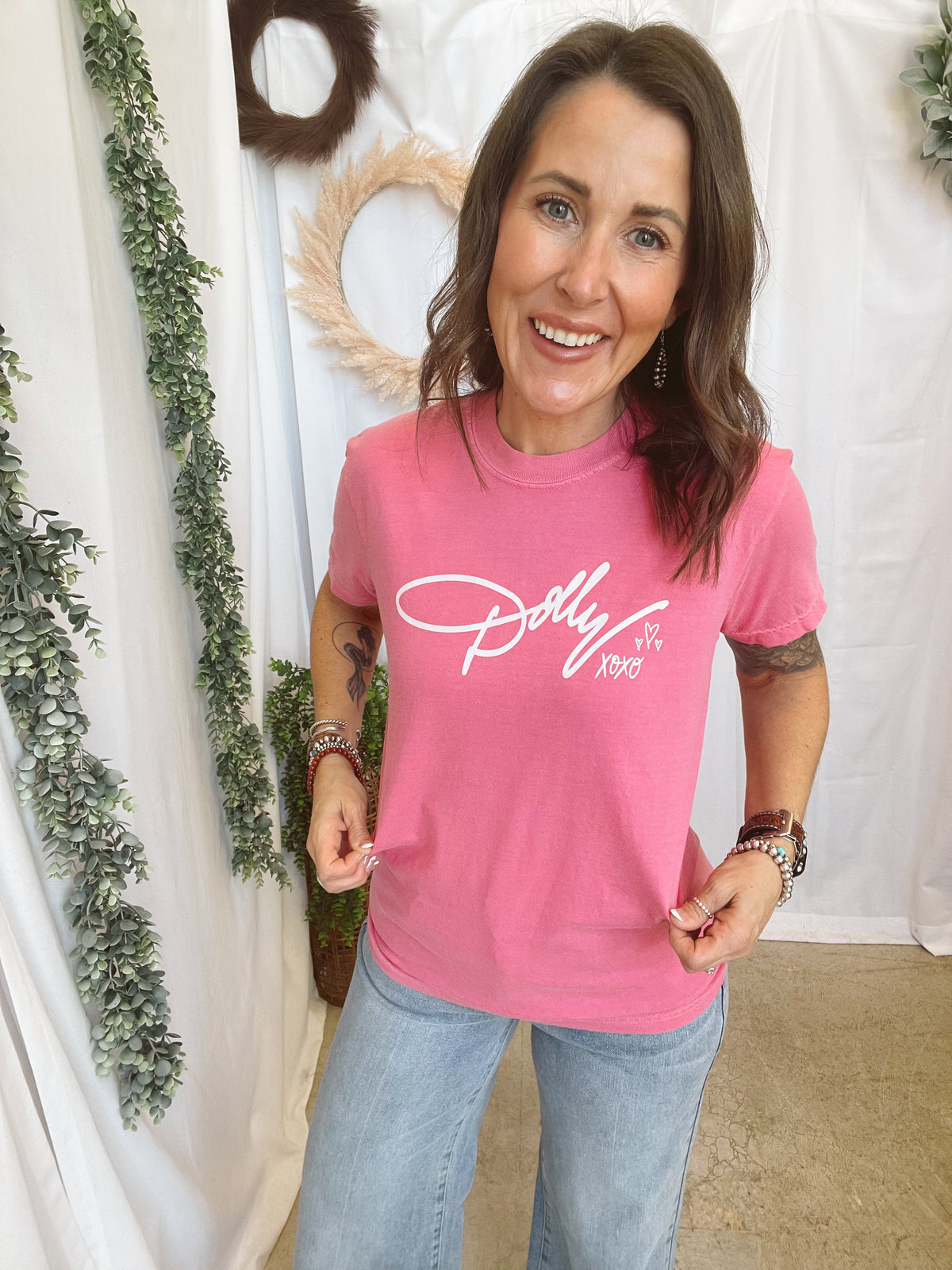 Dolly XOXO Tee-Crunchberry-Graphic Tees-birdies-The Silo Boutique, Women's Fashion Boutique Located in Warren and Grand Forks North Dakota