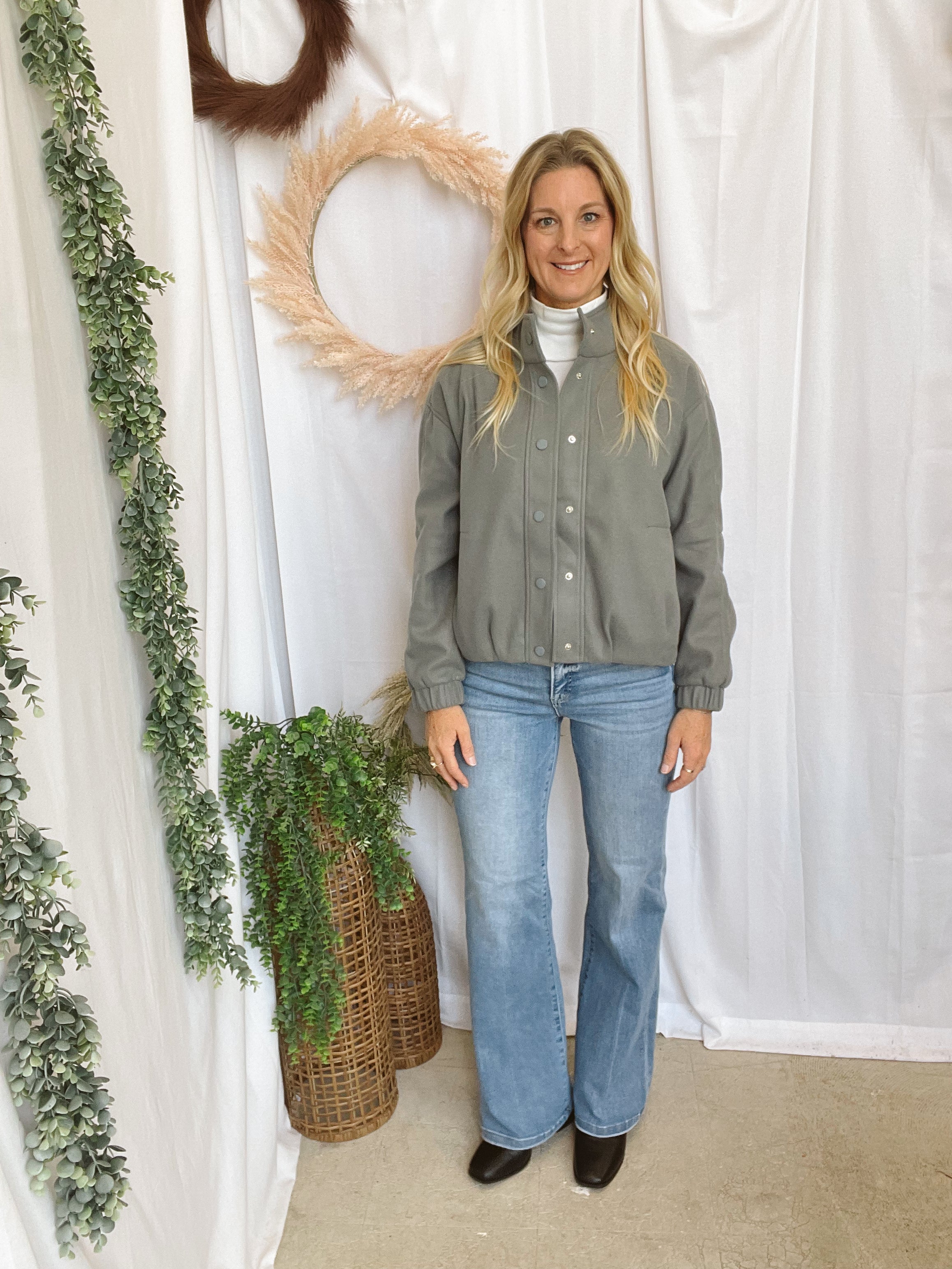 Lori Snap Button Bubble Jacket-Jade-Vests-staccato-The Silo Boutique, Women's Fashion Boutique Located in Warren and Grand Forks North Dakota