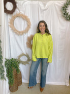 Melanie Button Down Cardigan-Lime-Cardigans-merci-The Silo Boutique, Women's Fashion Boutique Located in Warren and Grand Forks North Dakota