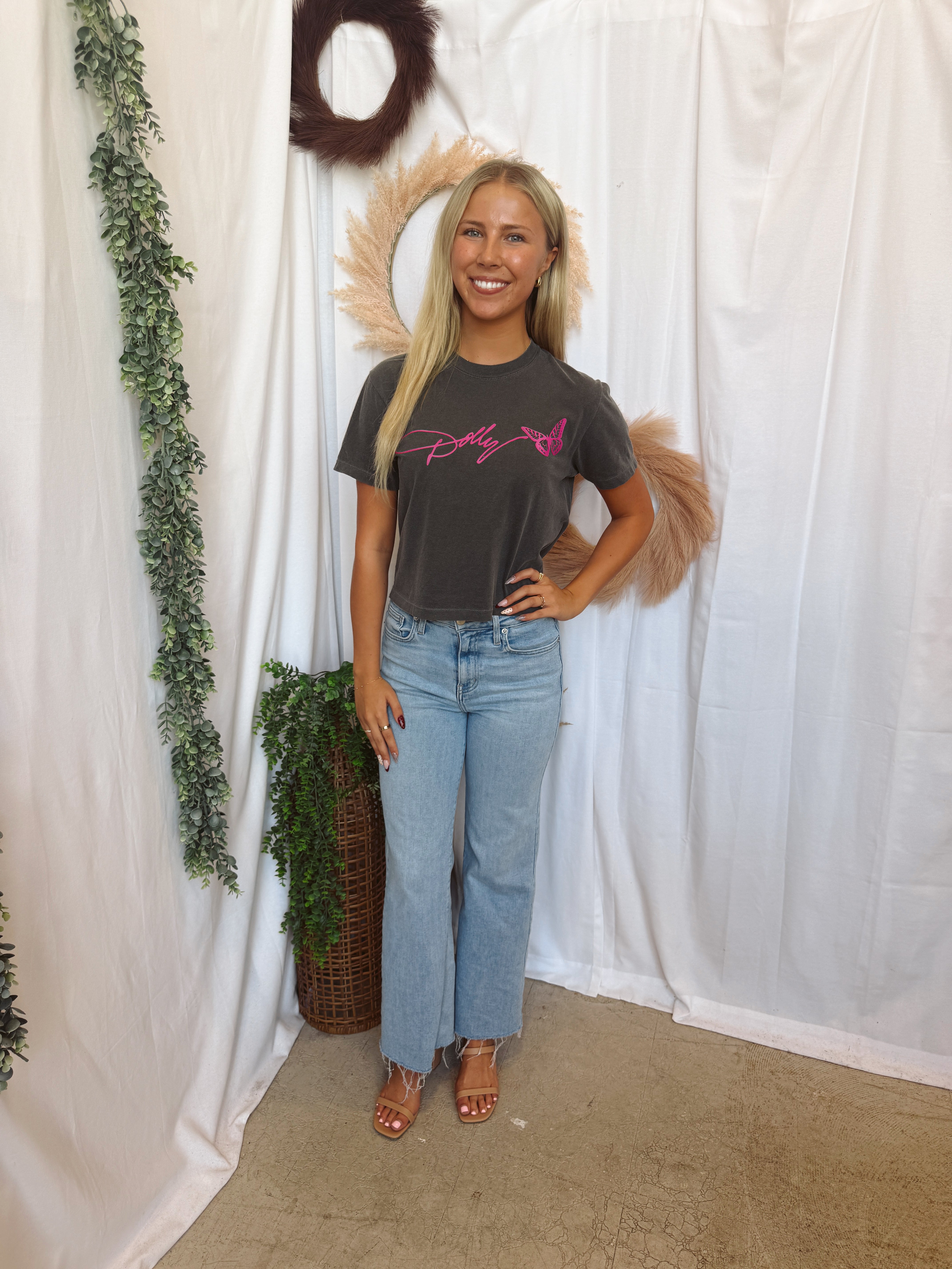 Dolly Signature Butterfly Tee-Graphic Tees-birdies-The Silo Boutique, Women's Fashion Boutique Located in Warren and Grand Forks North Dakota