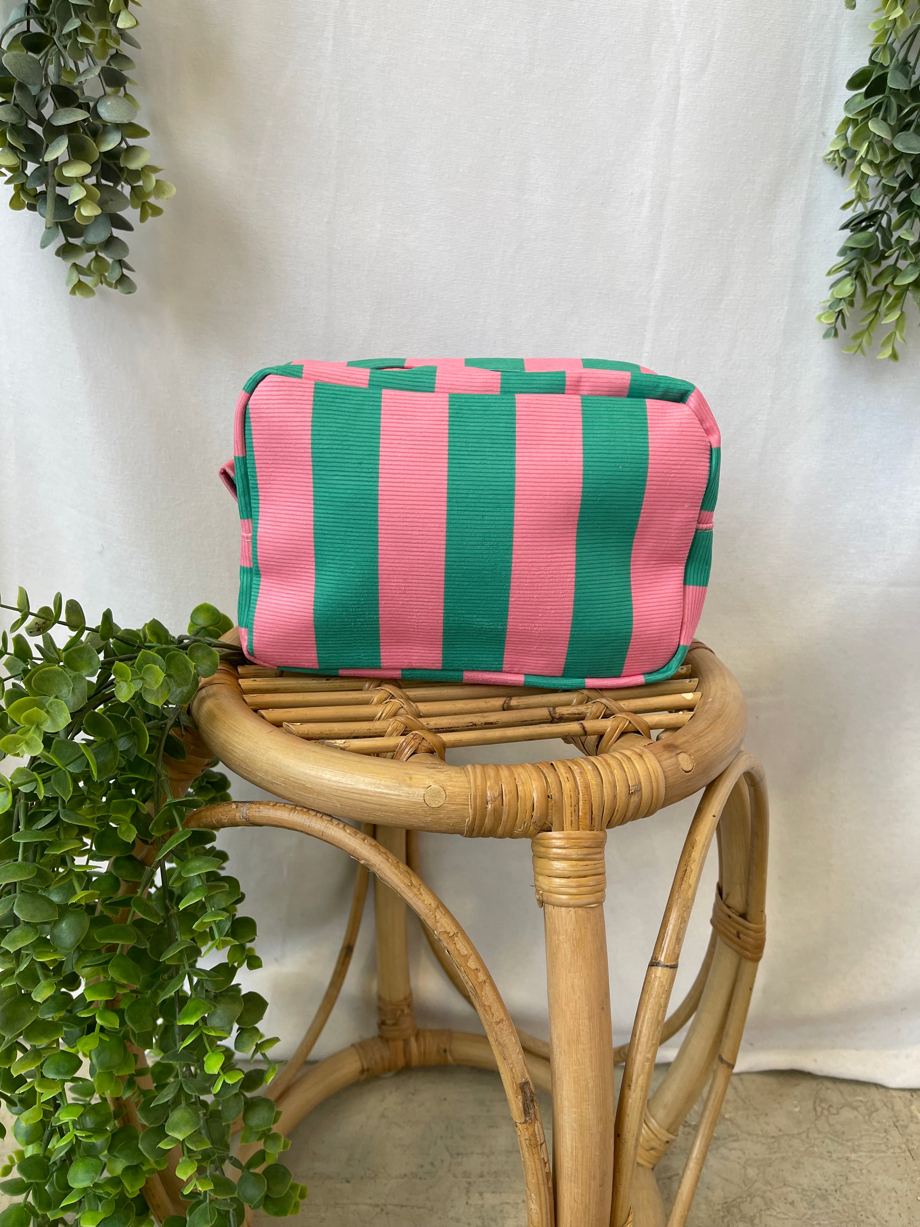 Essential Stripe Cosmetic-Green Pink-Purses-Fair-The Silo Boutique, Women's Fashion Boutique Located in Warren and Grand Forks North Dakota