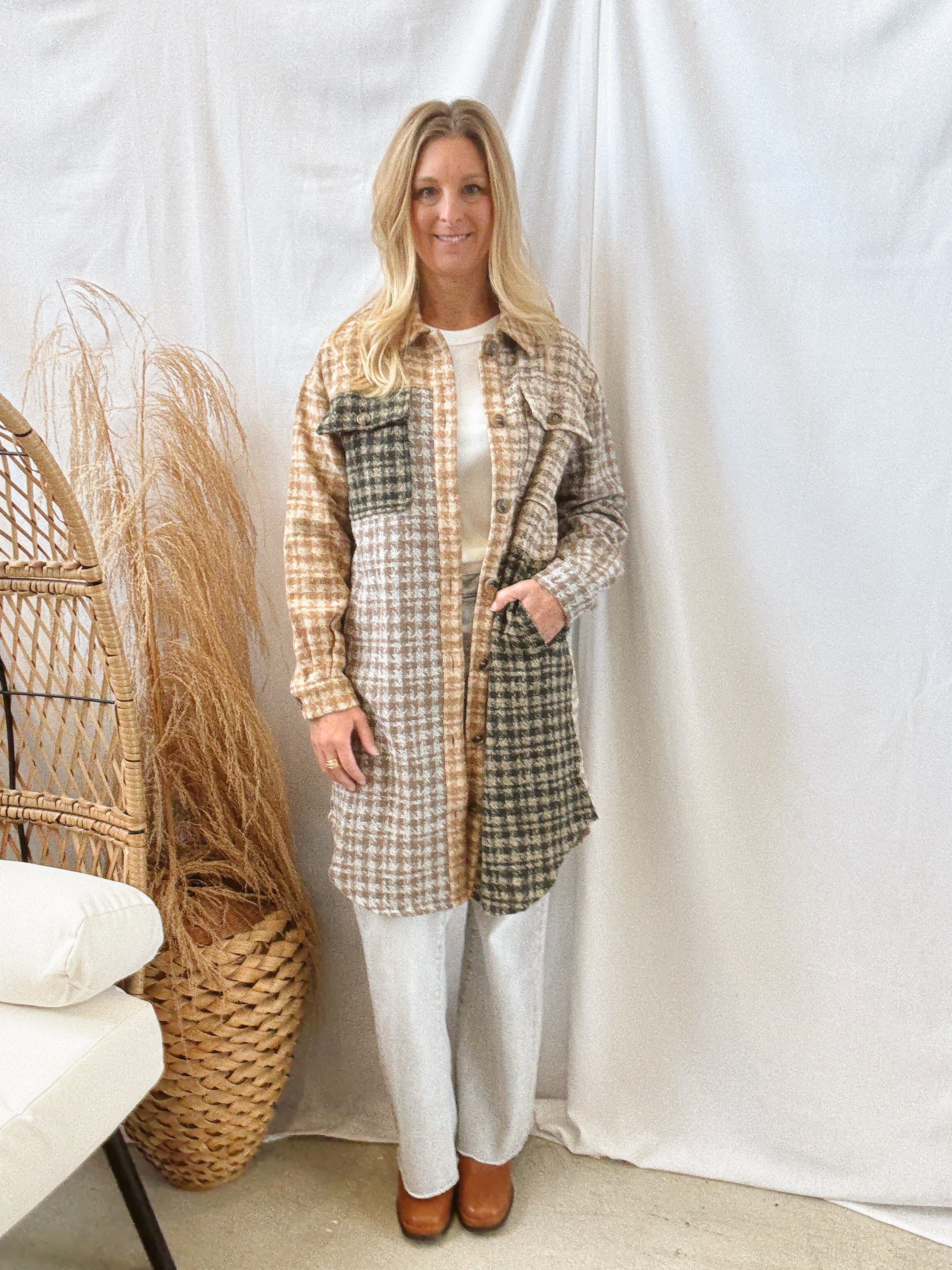 Latte Mix Shacket-Final Sale-Shackets-mystree-The Silo Boutique, Women's Fashion Boutique Located in Warren and Grand Forks North Dakota