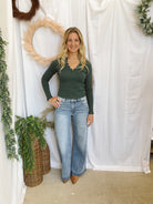 Jennifer Henley Top-Dark Green-Long Sleeve Tops-hyfve-The Silo Boutique, Women's Fashion Boutique Located in Warren and Grand Forks North Dakota