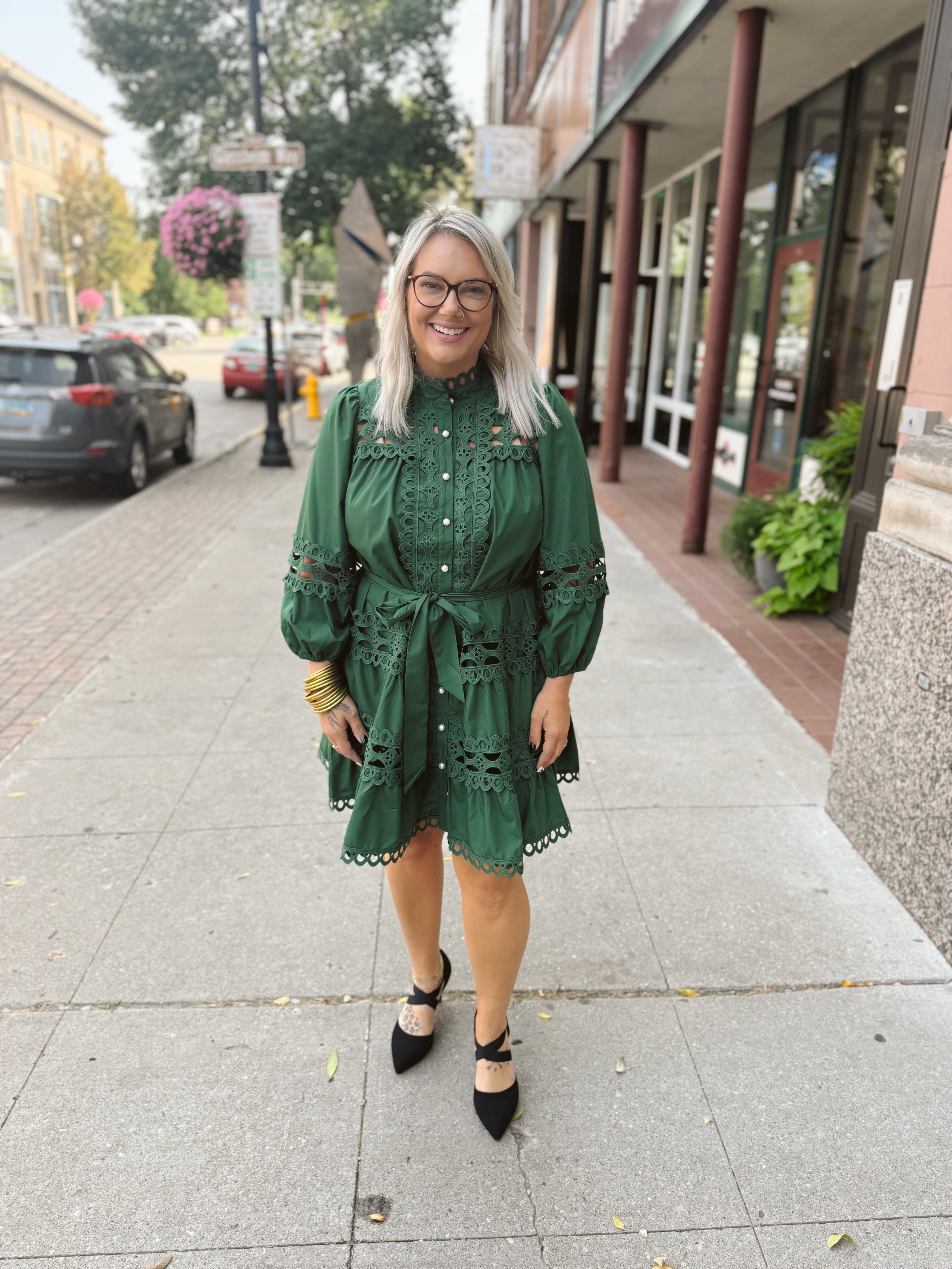 Hunter Pearls and Lace Dress-Dresses-ENTRO-The Silo Boutique, Women's Fashion Boutique Located in Warren and Grand Forks North Dakota