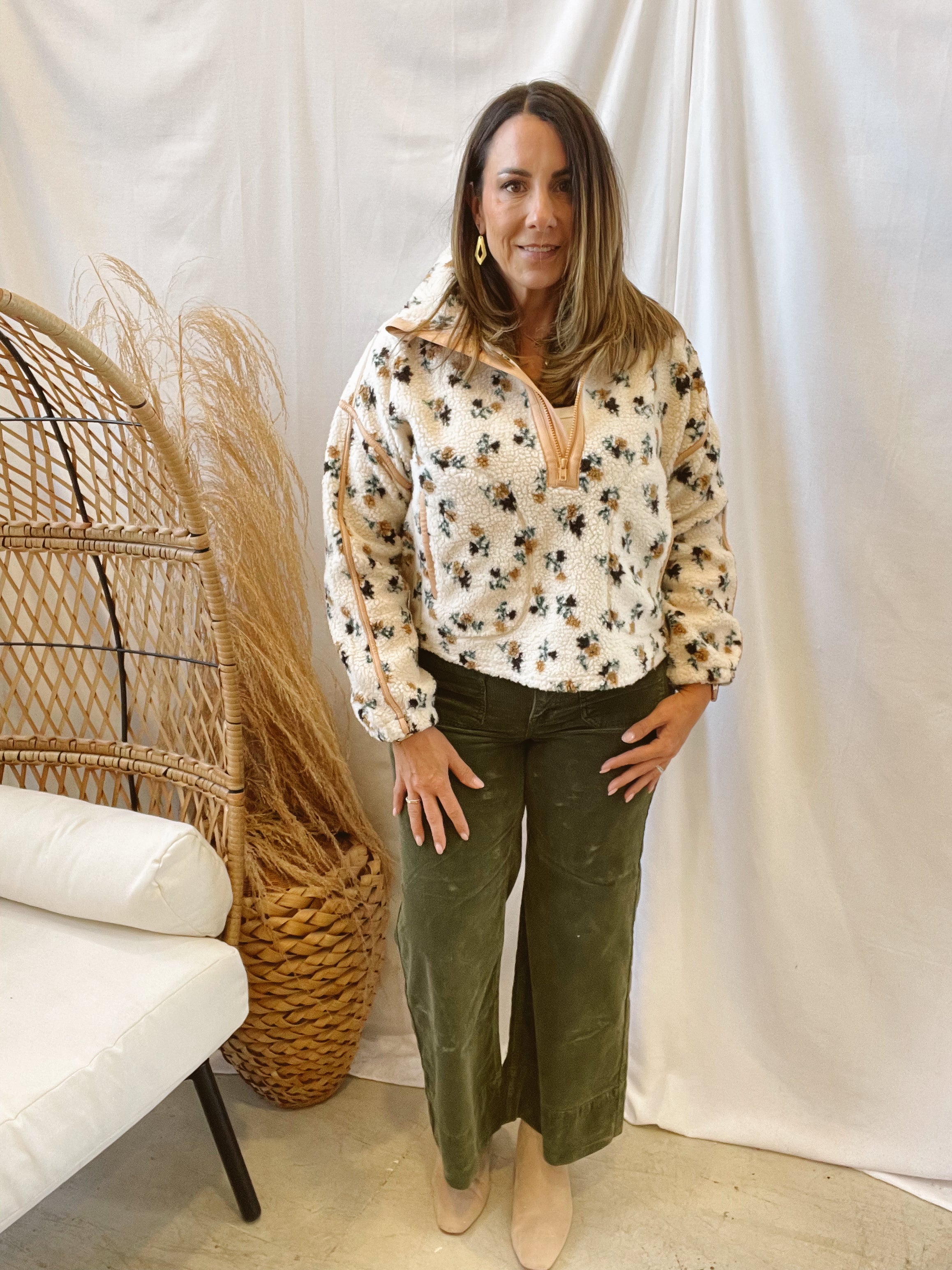 Mimi Mini Floral Fleece Sweatshirt-Sweatshirts-mittoshop-The Silo Boutique, Women's Fashion Boutique Located in Warren and Grand Forks North Dakota