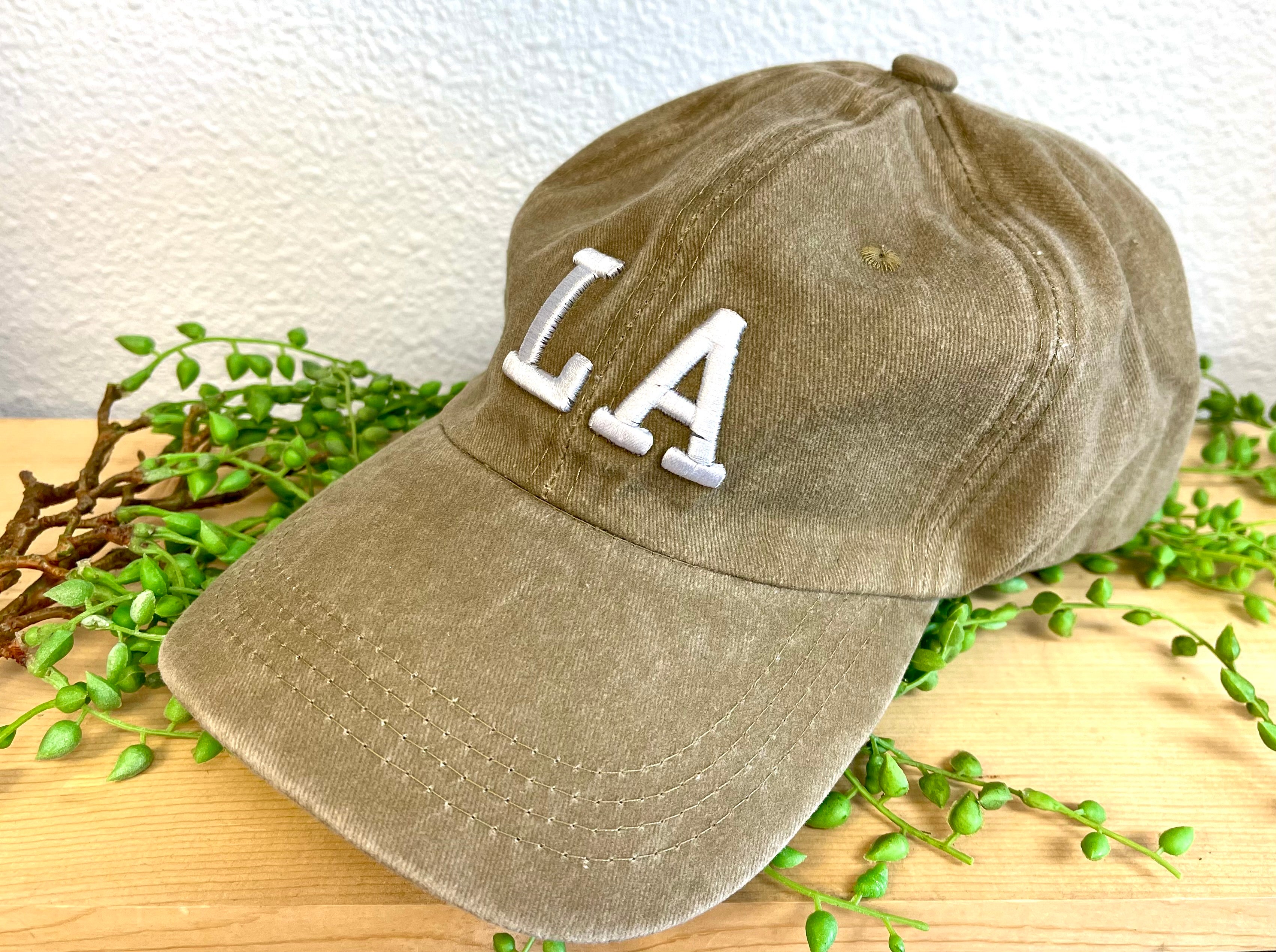 Khaki Wash LA Baseball Cap-Caps-iccco-The Silo Boutique, Women's Fashion Boutique Located in Warren and Grand Forks North Dakota