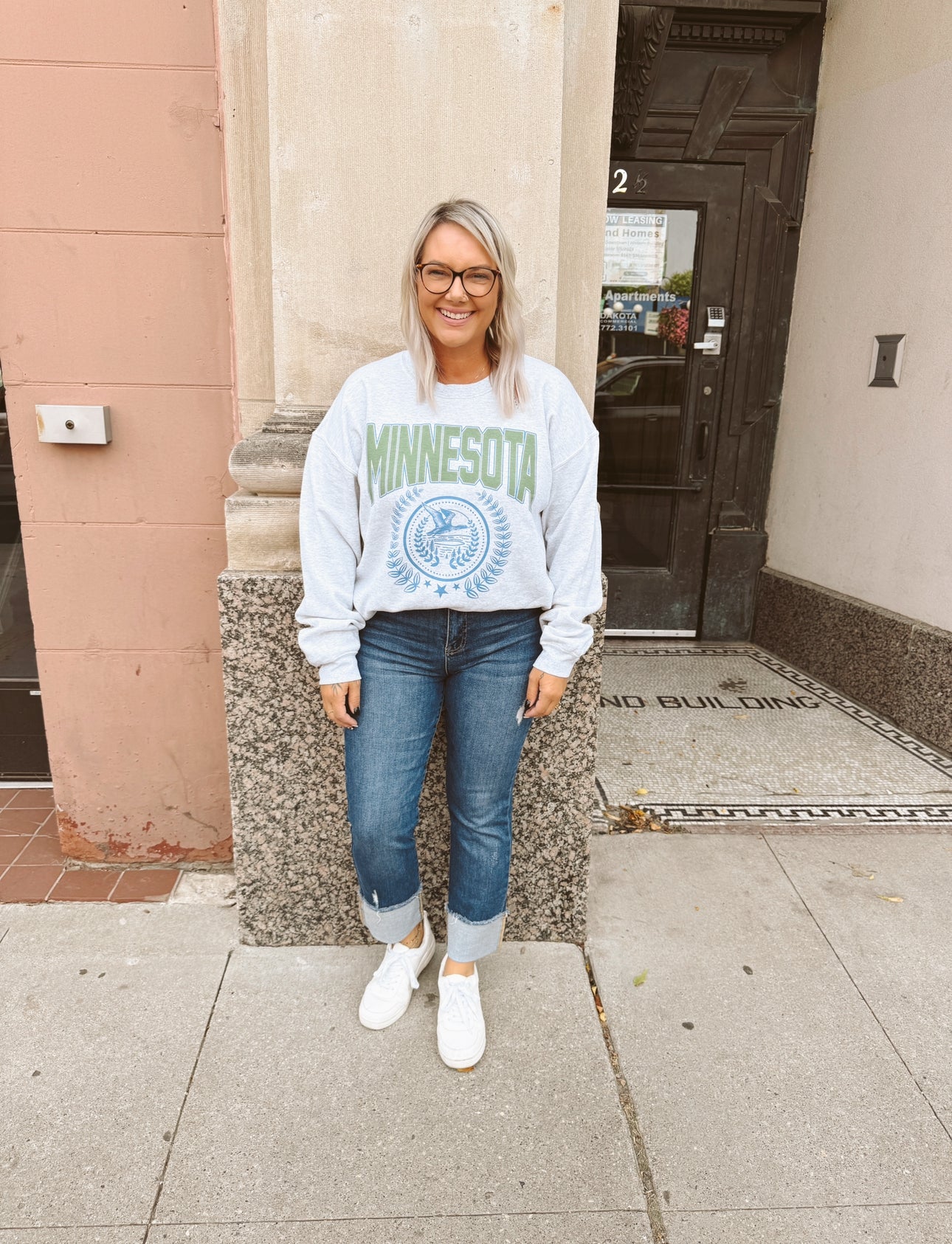 Minnesota Wreath Graphic Sweatshirt-Sweatshirts-blume-The Silo Boutique, Women's Fashion Boutique Located in Warren and Grand Forks North Dakota