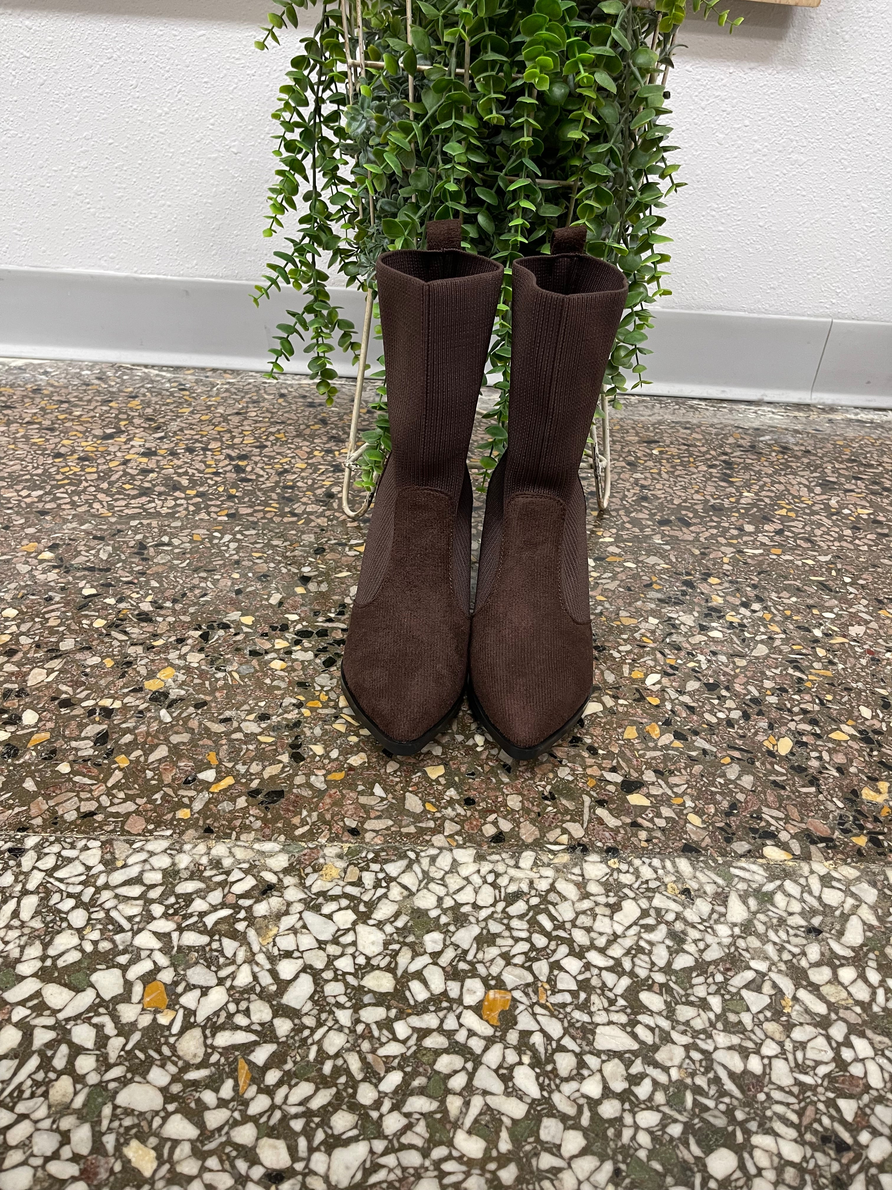 Brown Knit Chelsey Boot-Final sale-Boots-lazyshoe-The Silo Boutique, Women's Fashion Boutique Located in Warren and Grand Forks North Dakota