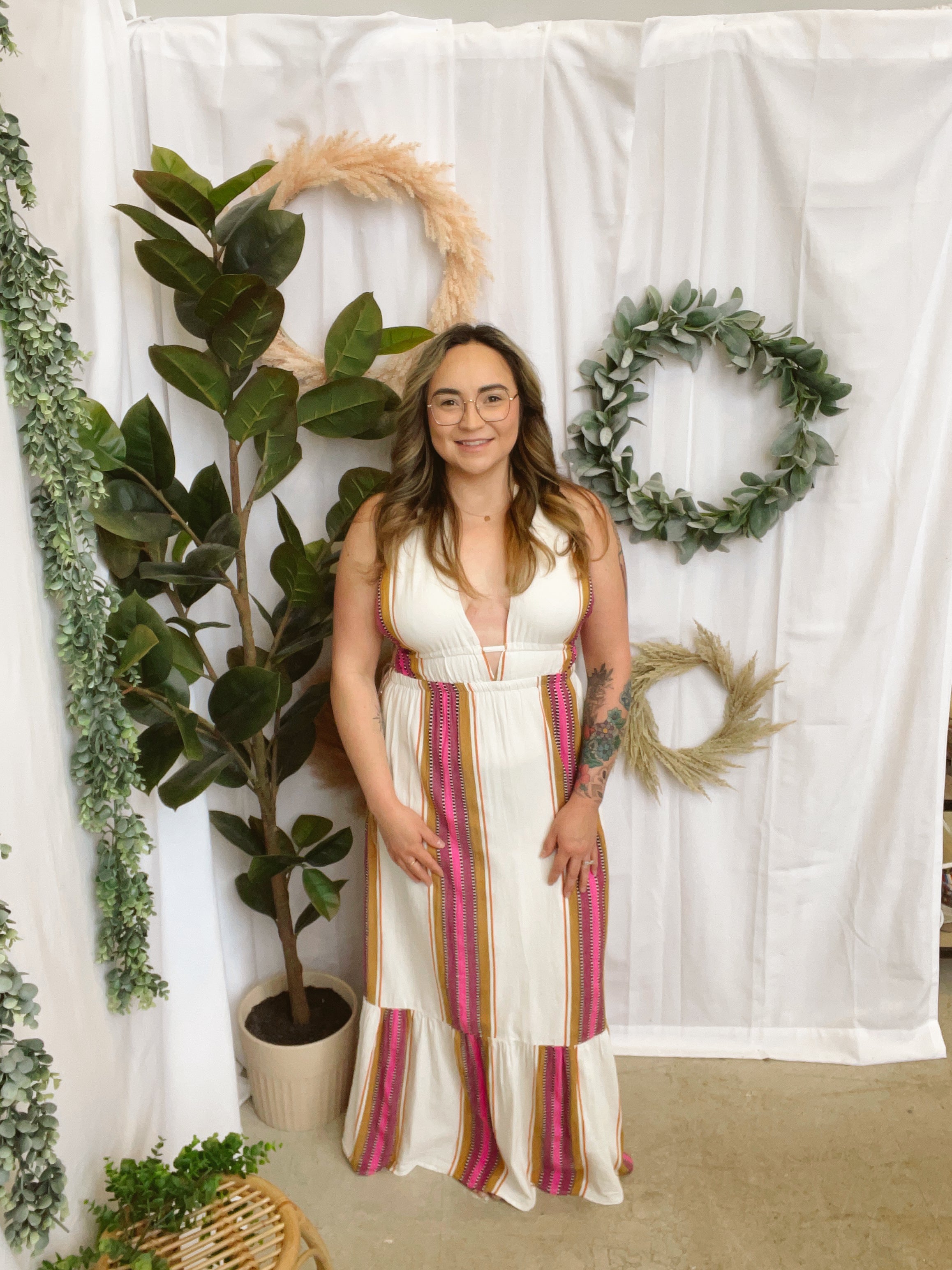 Elan Long Maxi Dress-Natural Pink-Dresses-elan-The Silo Boutique, Women's Fashion Boutique Located in Warren and Grand Forks North Dakota