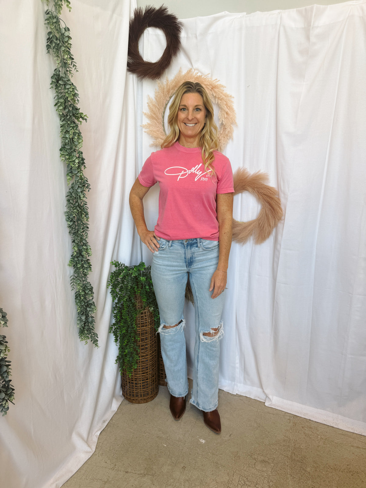 Dolly XOXO Tee-Crunchberry-Graphic Tees-birdies-The Silo Boutique, Women's Fashion Boutique Located in Warren and Grand Forks North Dakota