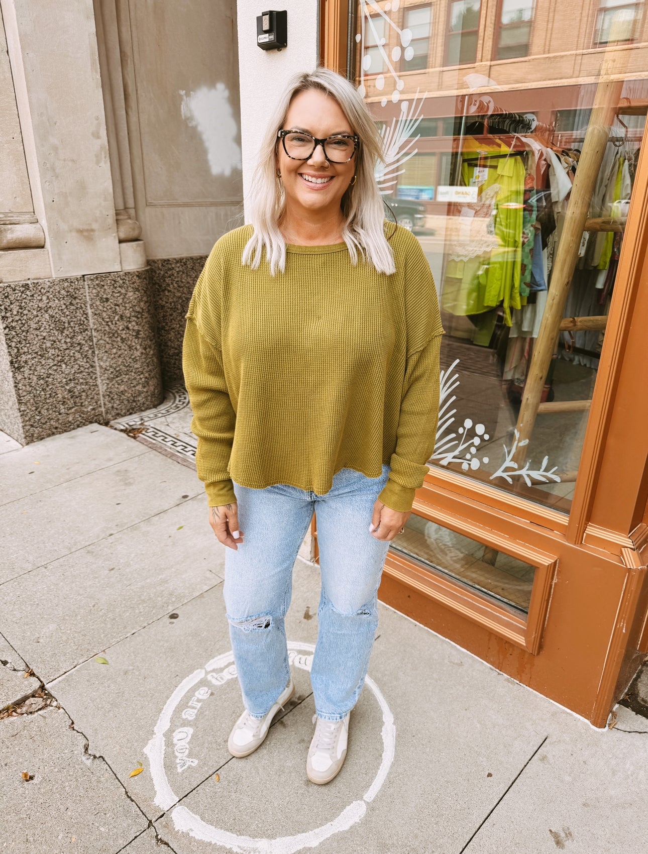 Relaxed Waffle Long Sleeve Top-4 colors-Long Sleeve Tops-hyfve-The Silo Boutique, Women's Fashion Boutique Located in Warren and Grand Forks North Dakota