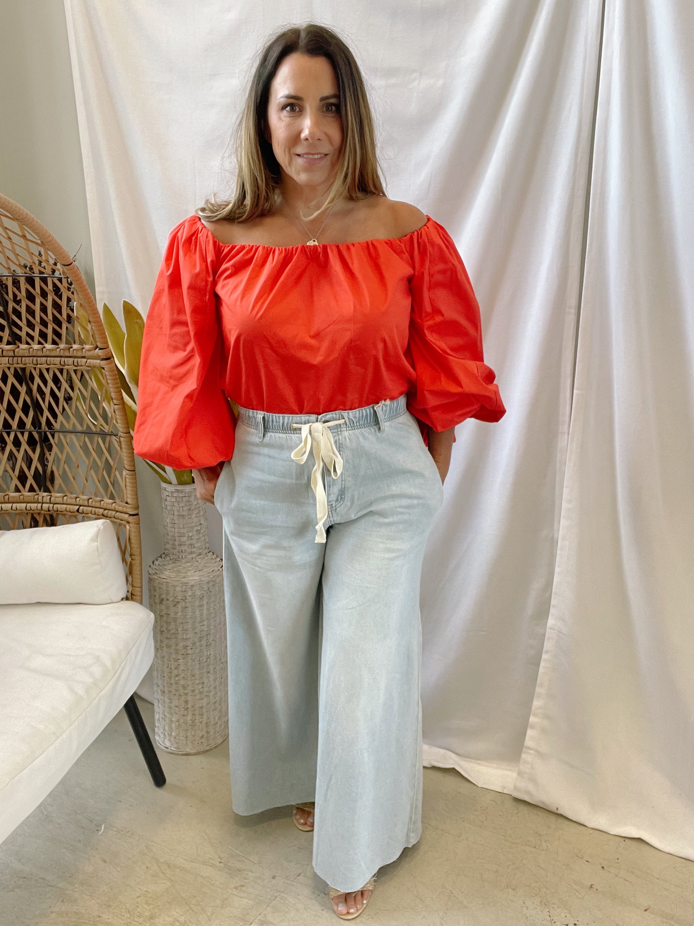 Feeling Fine Off The Shoulder Top-Red-Final Sale-Long Sleeve Tops-hyfve-The Silo Boutique, Women's Fashion Boutique Located in Warren and Grand Forks North Dakota