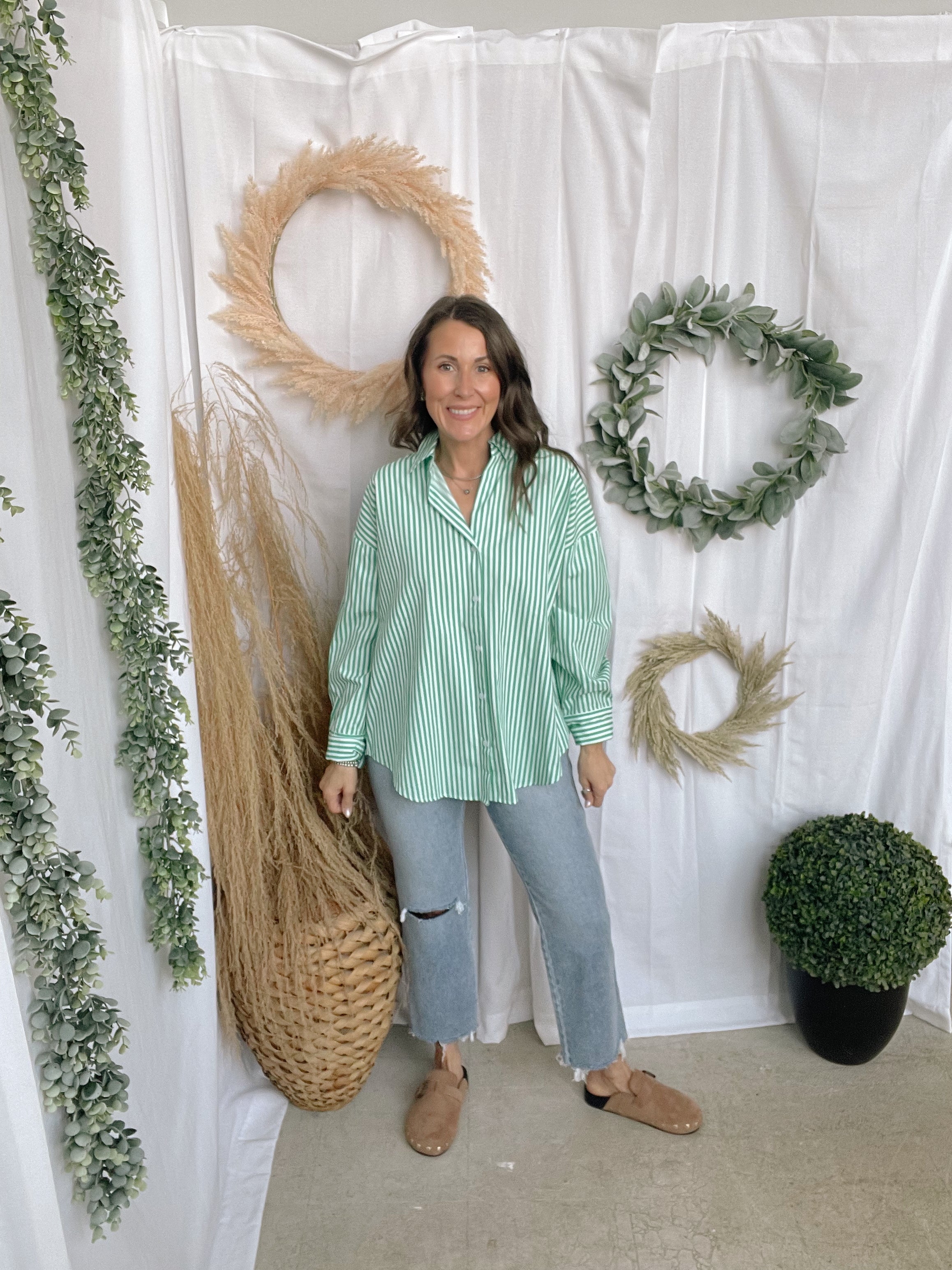 Elizabeth Button Down Top-Green-Long Sleeve Tops-hyfve-The Silo Boutique, Women's Fashion Boutique Located in Warren and Grand Forks North Dakota