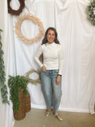 Amy Mock Neck Top-White-Long Sleeve Tops-hyfve-The Silo Boutique, Women's Fashion Boutique Located in Warren and Grand Forks North Dakota