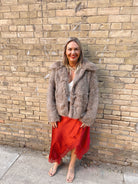 Panache Faux Fur Jacket-Brown-Long Sleeve Tops-panache-The Silo Boutique, Women's Fashion Boutique Located in Warren and Grand Forks North Dakota