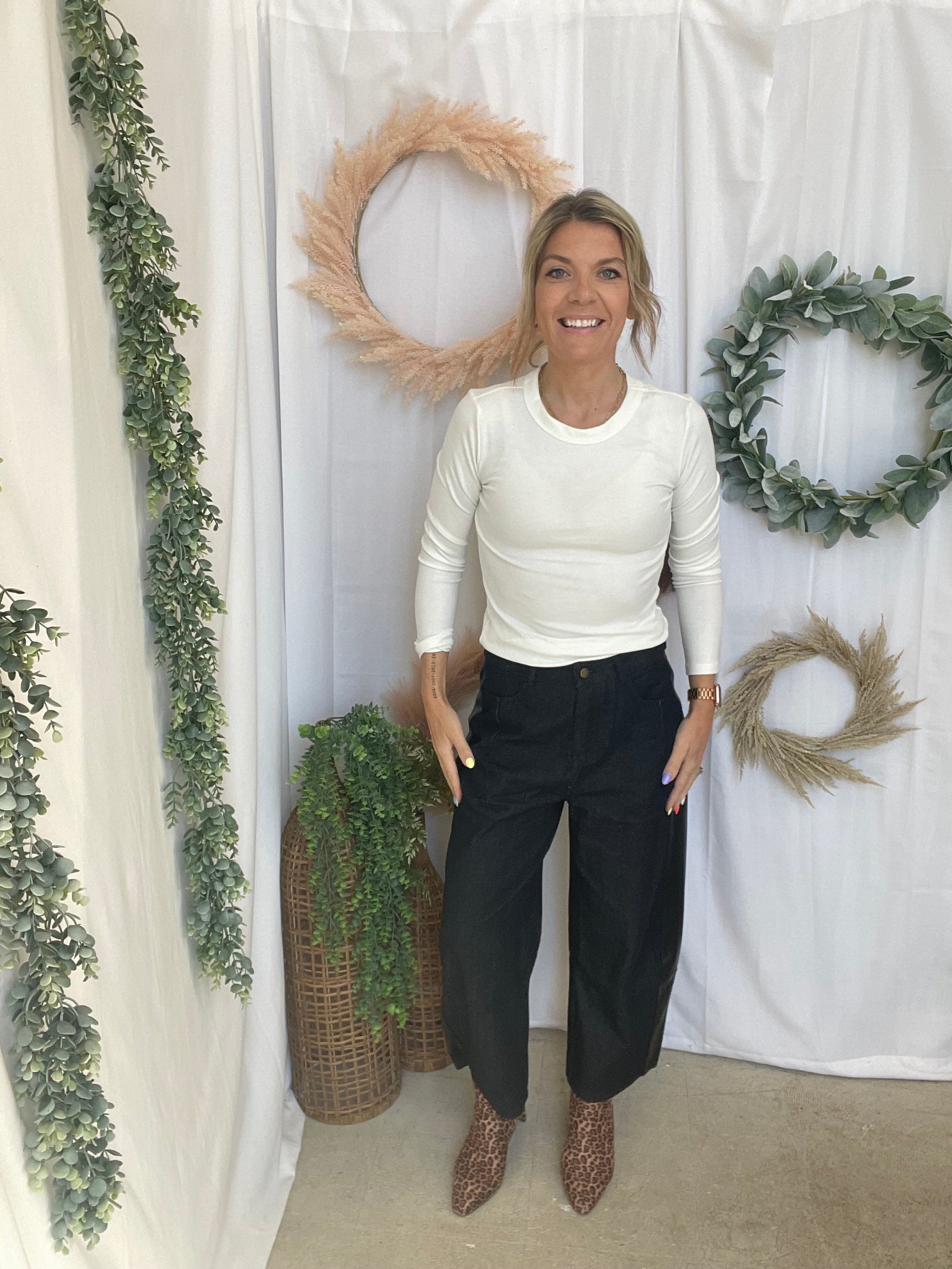 Muse Denim and Leather Mix Jeans-Jeans-miou muse-The Silo Boutique, Women's Fashion Boutique Located in Warren and Grand Forks North Dakota