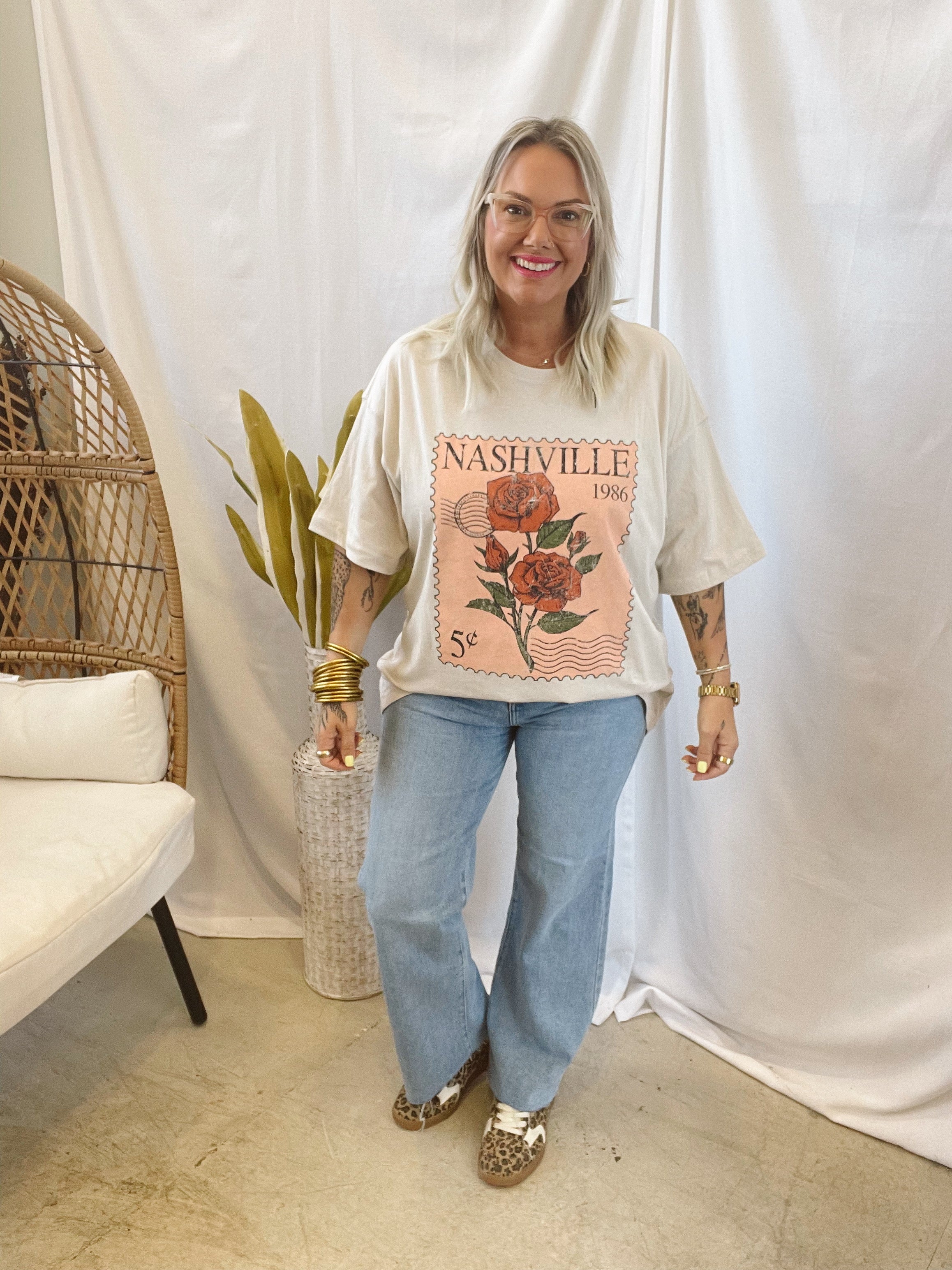 Nashville Postage Stamp Graphic Tee-Final Sale-Graphic Tees-zutter-The Silo Boutique, Women's Fashion Boutique Located in Warren and Grand Forks North Dakota