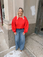 Red Jo Embossing Top-Long Sleeve Tops-jodifl-The Silo Boutique, Women's Fashion Boutique Located in Warren and Grand Forks North Dakota