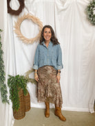 Paisley Lace Trim Layered Skirt-Skirts-blu pepper-The Silo Boutique, Women's Fashion Boutique Located in Warren and Grand Forks North Dakota