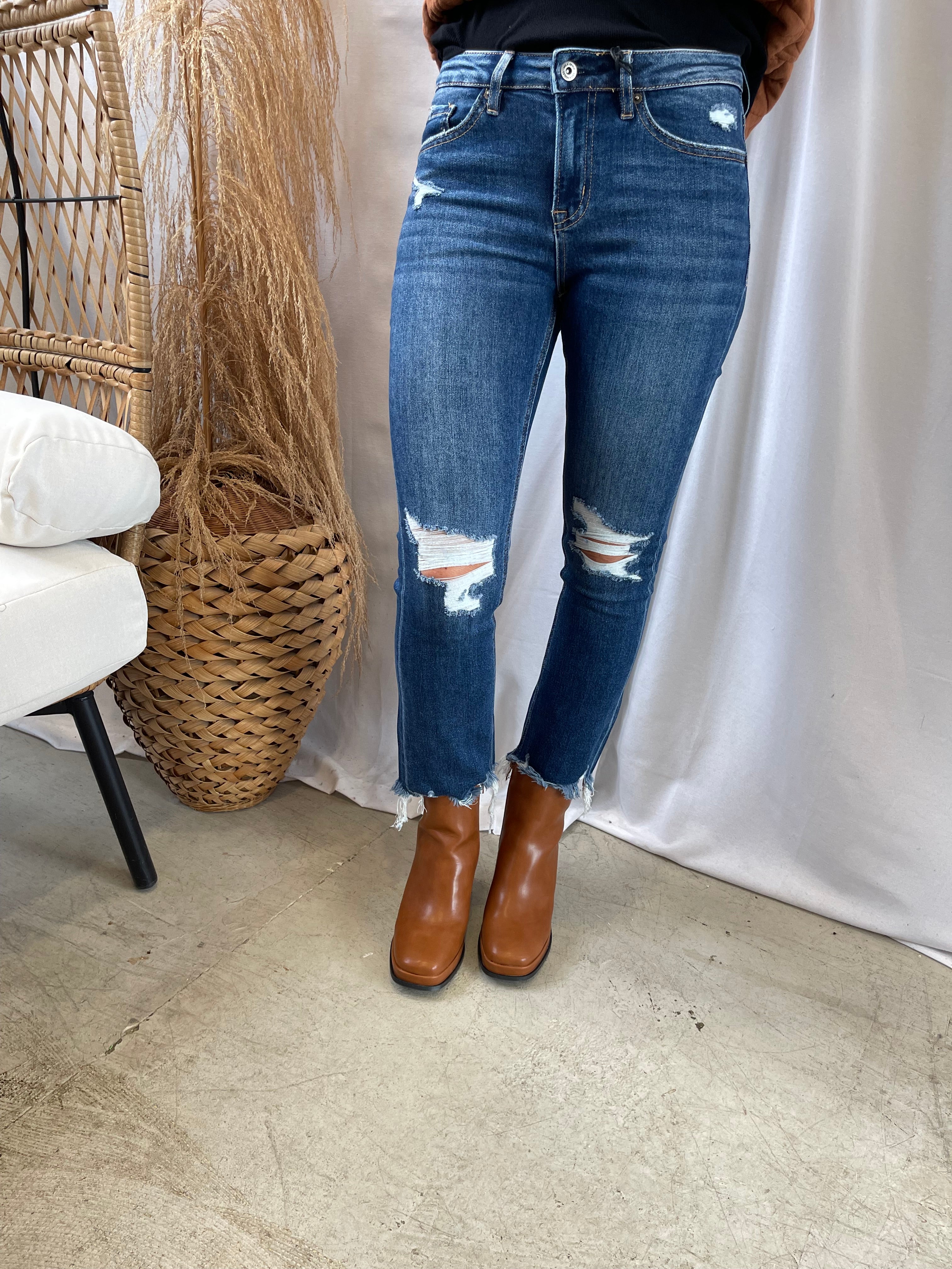 Mica Scotch Blue Bite Hem Jeans-Jeans-mica-The Silo Boutique, Women's Fashion Boutique Located in Warren and Grand Forks North Dakota